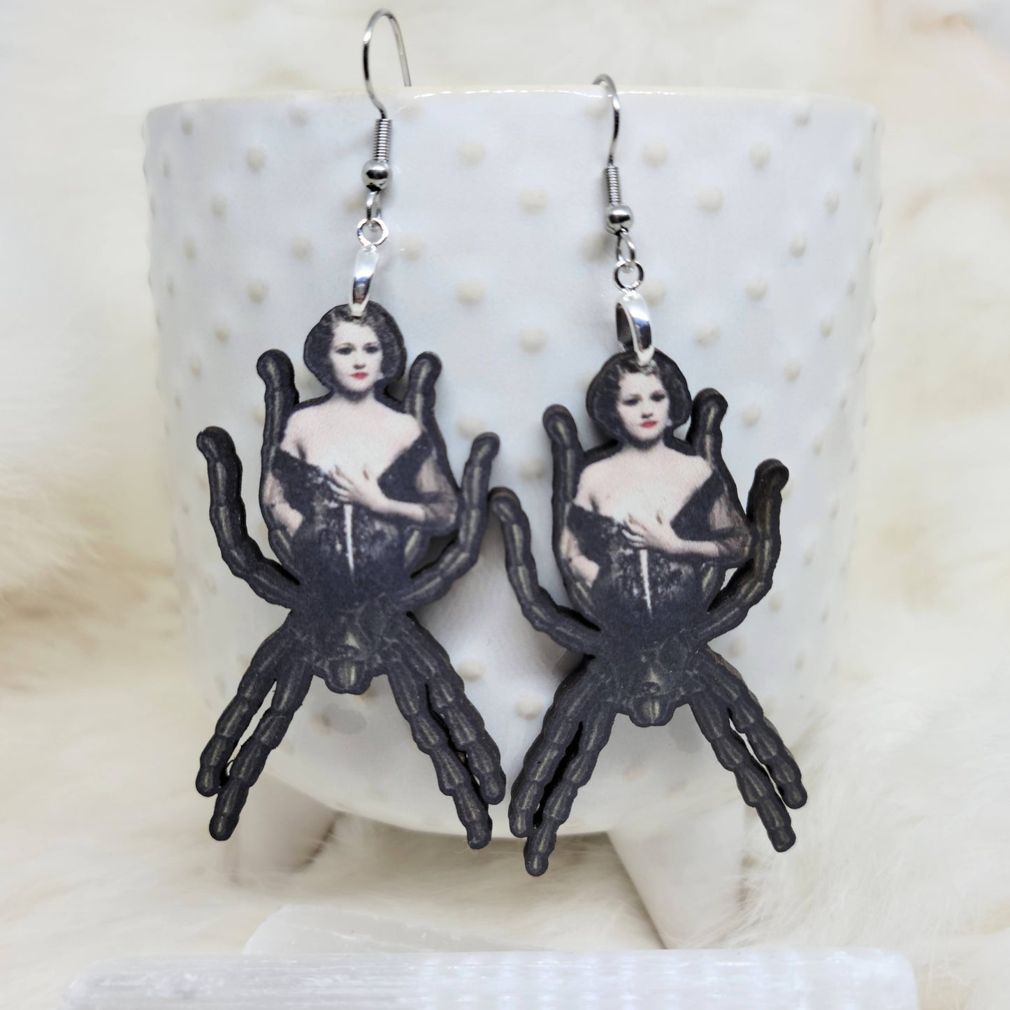 Spider Woman Wood Earrings Single Side