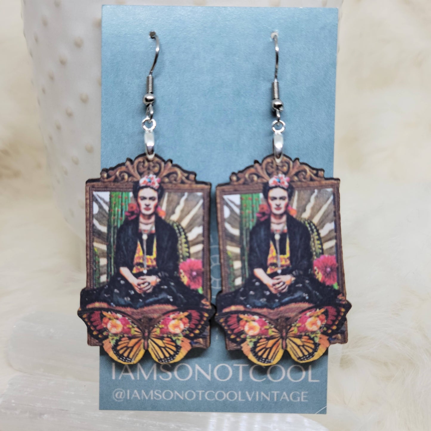 Frida Wood Earrings Single Side
