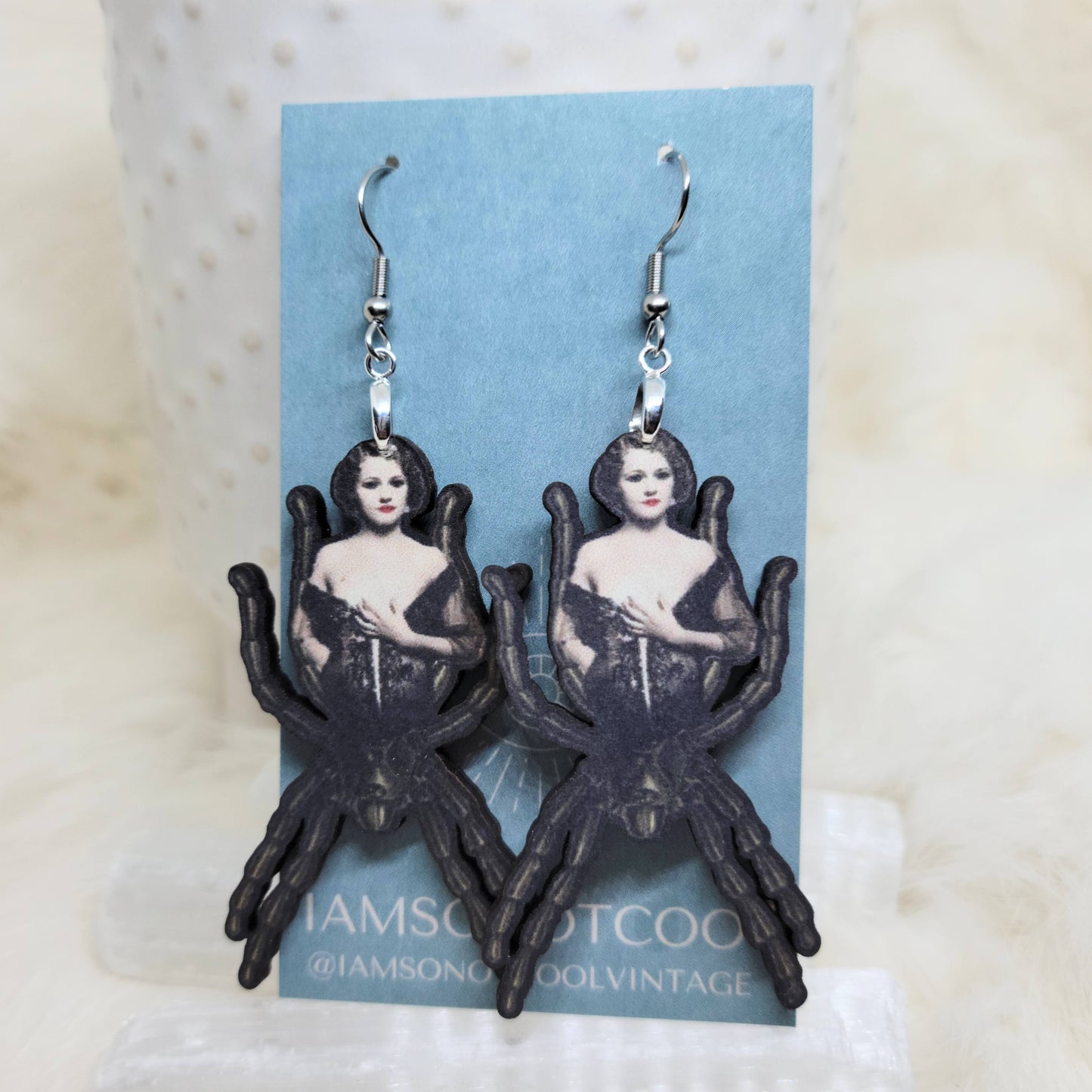 Spider Woman Wood Earrings Single Side