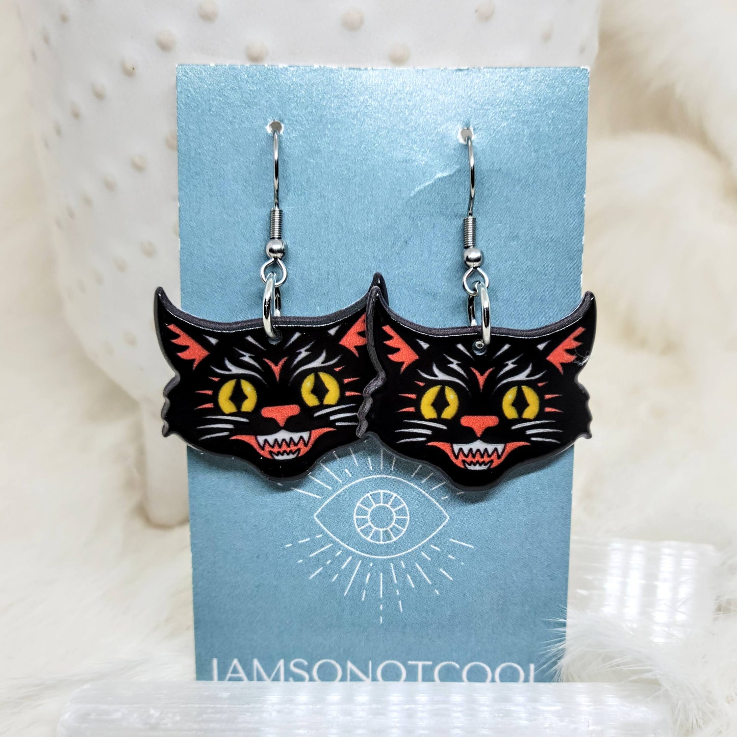 Mini Cat Face Earrings Acrylic