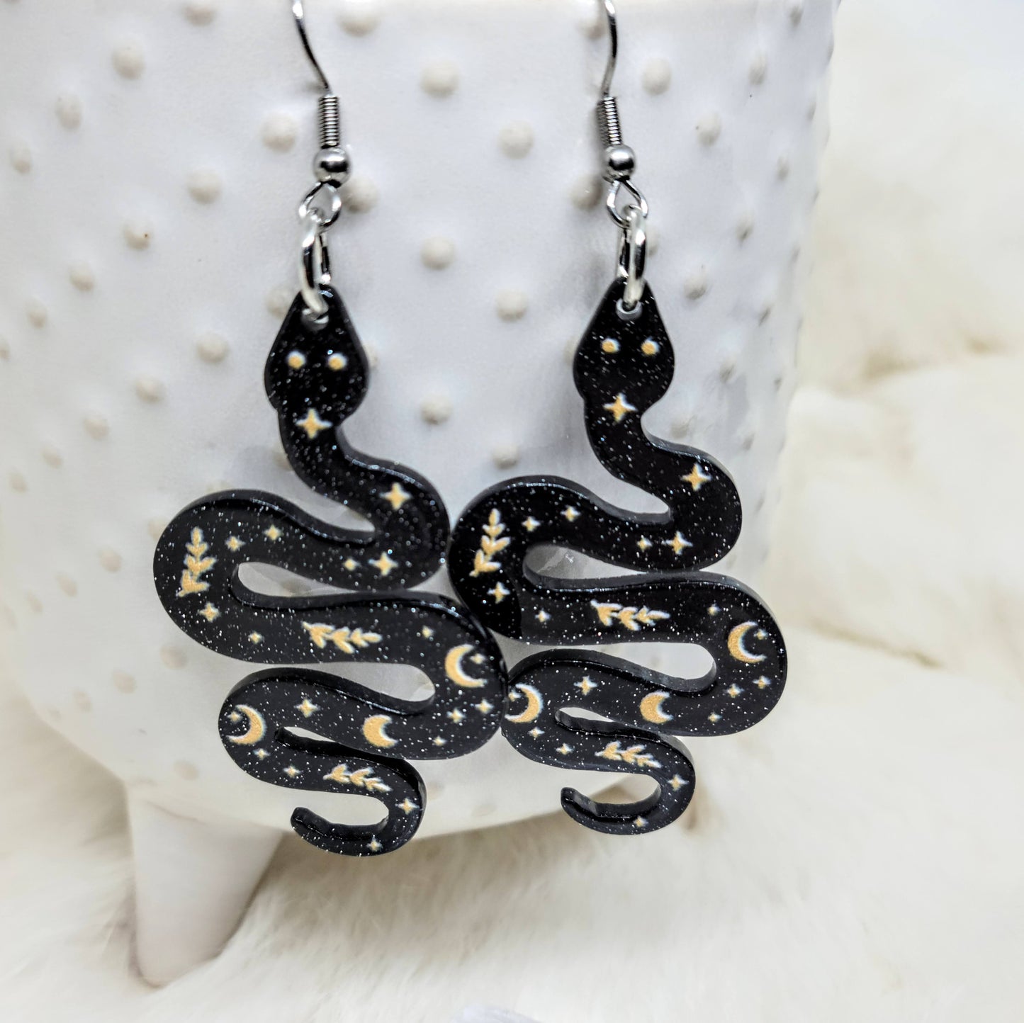 Black Snake Earrings Acrylic