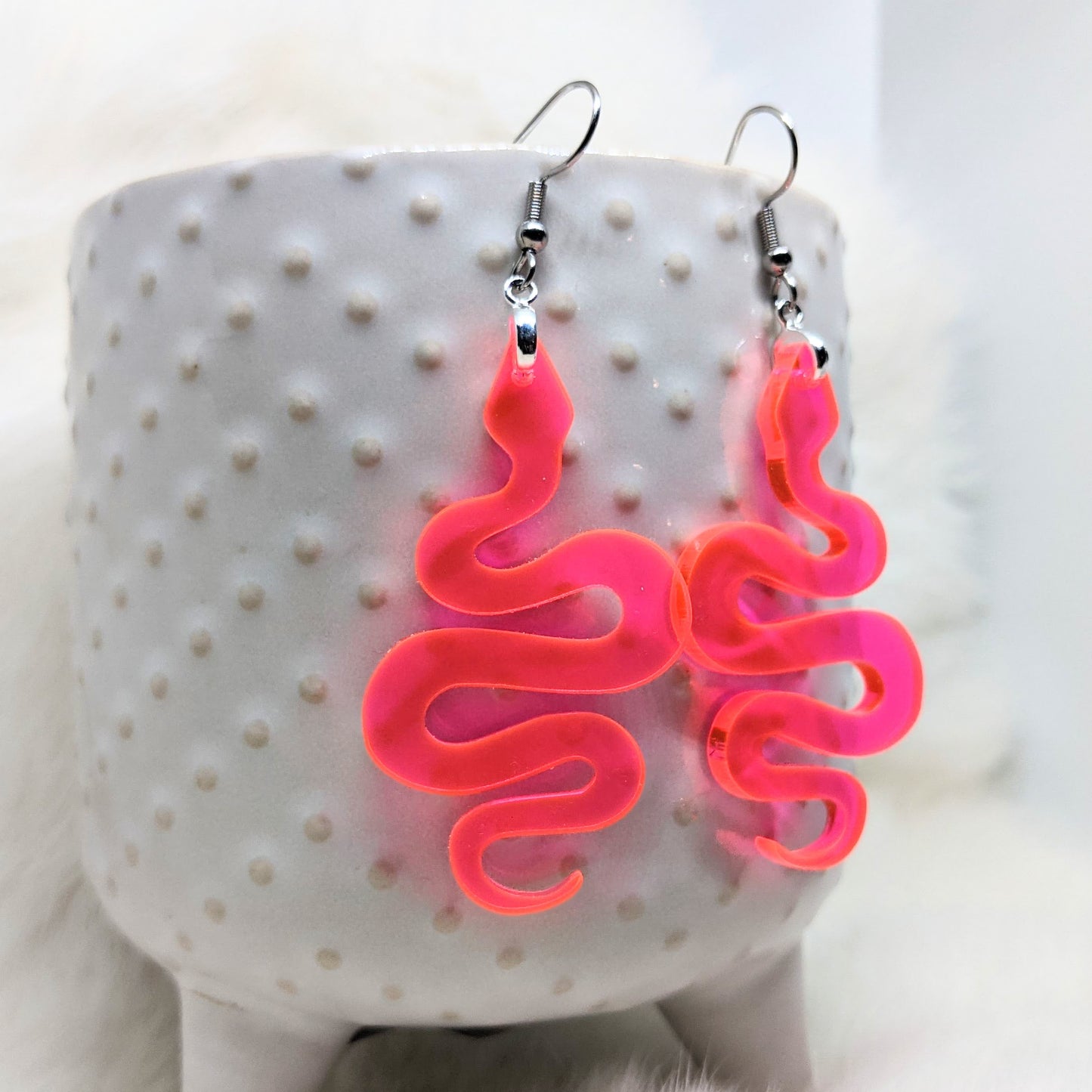 Pink Snake Earrings Acrylic