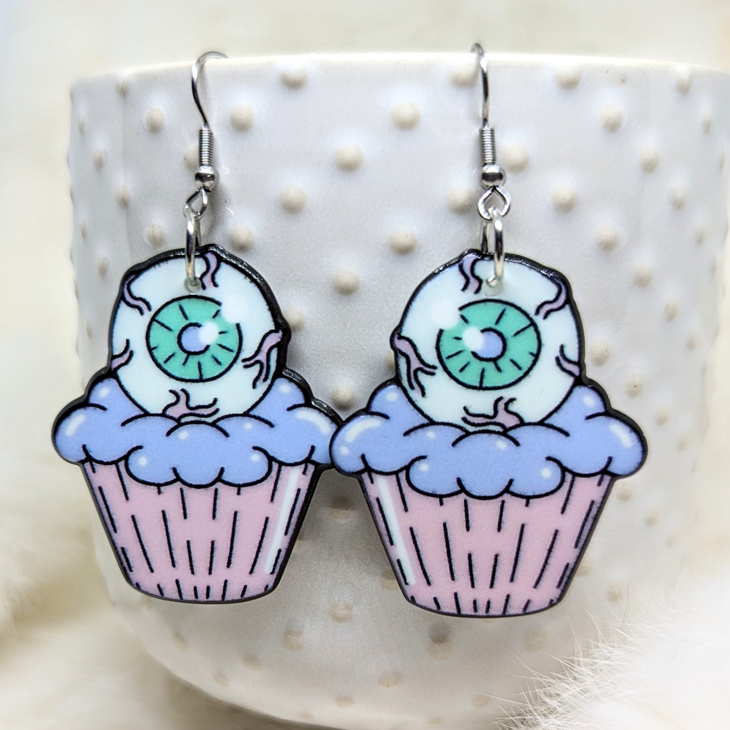 Eyeball Cupcake Earrings Acrylic