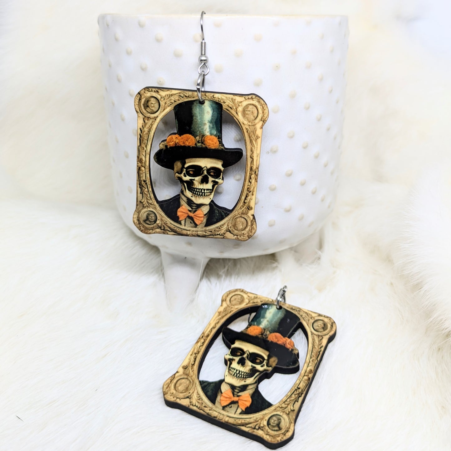 Frame Skull Earrings Double Sided