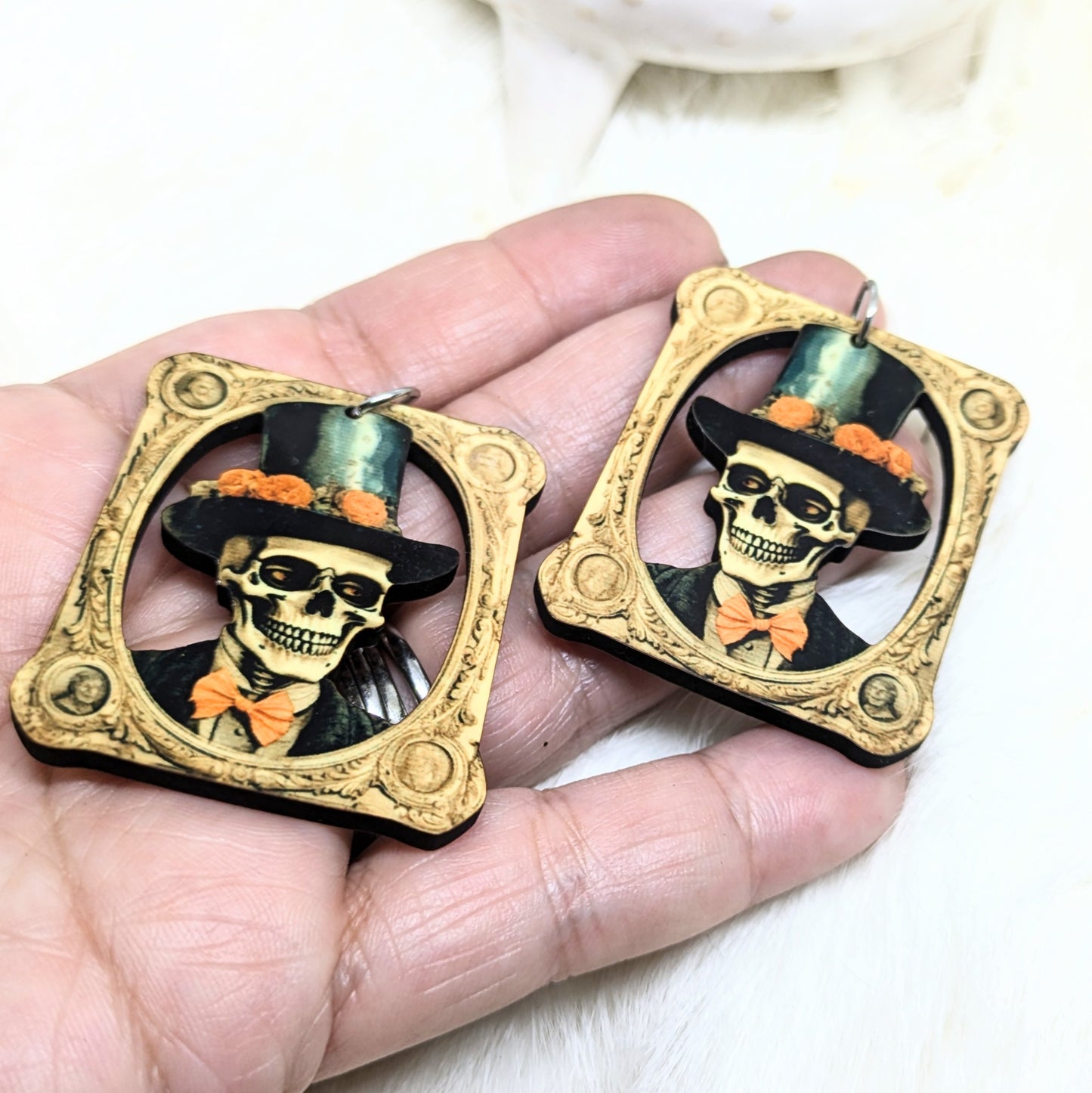 Frame Skull Earrings Double Sided