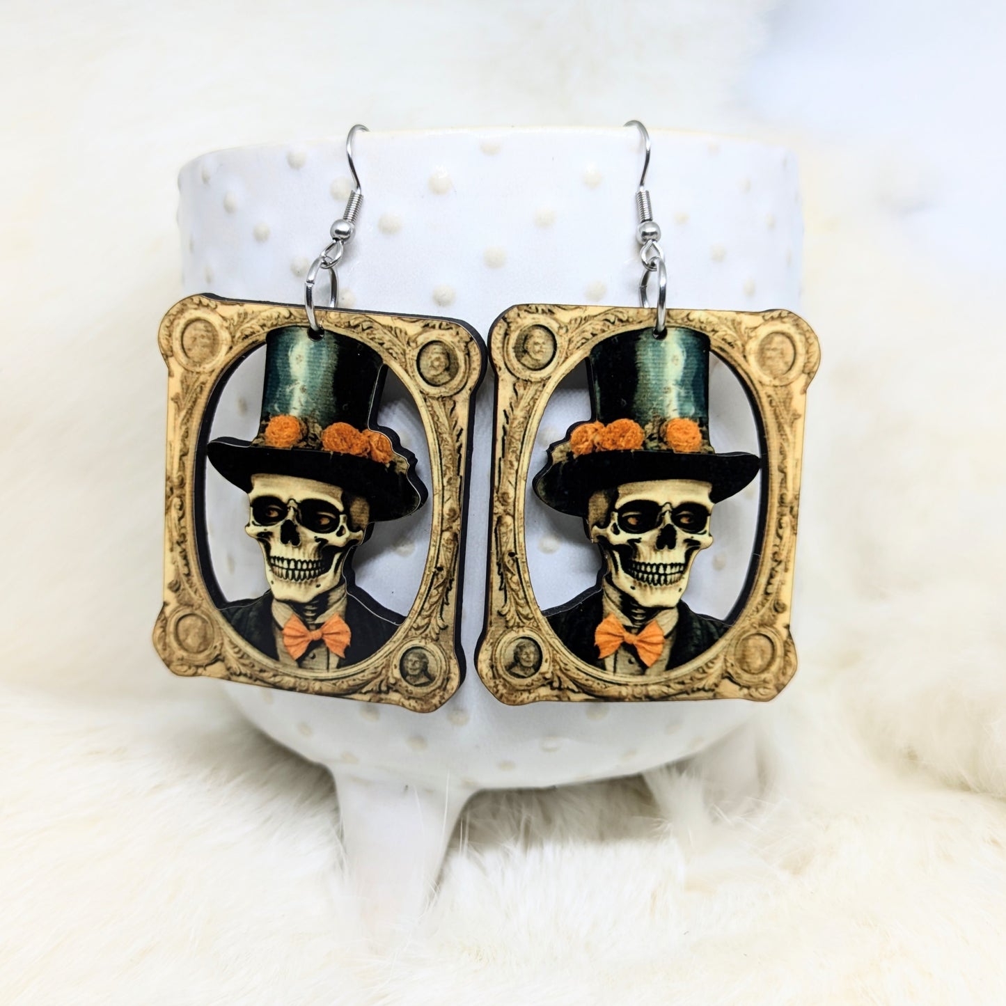 Frame Skull Earrings Double Sided