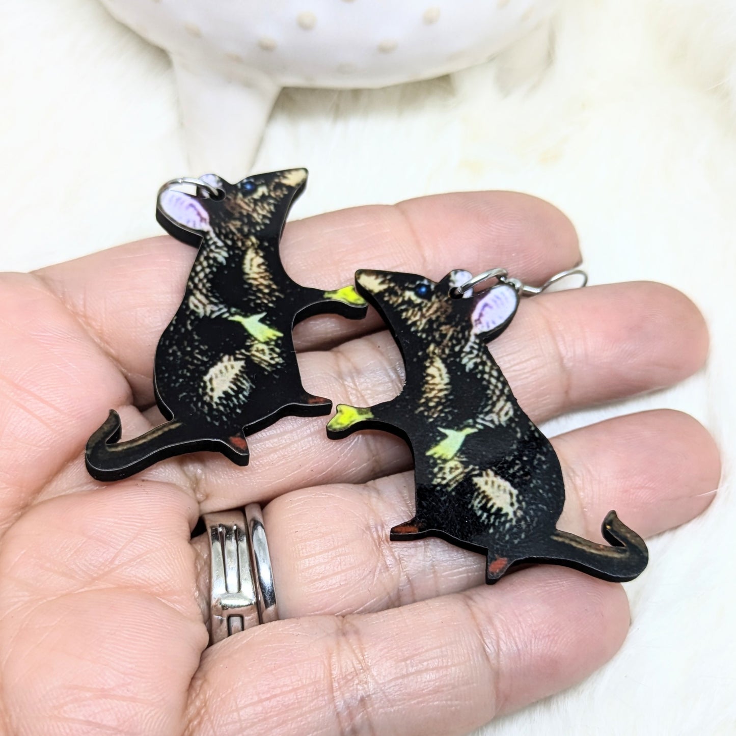 Rat Earrings Double Sided