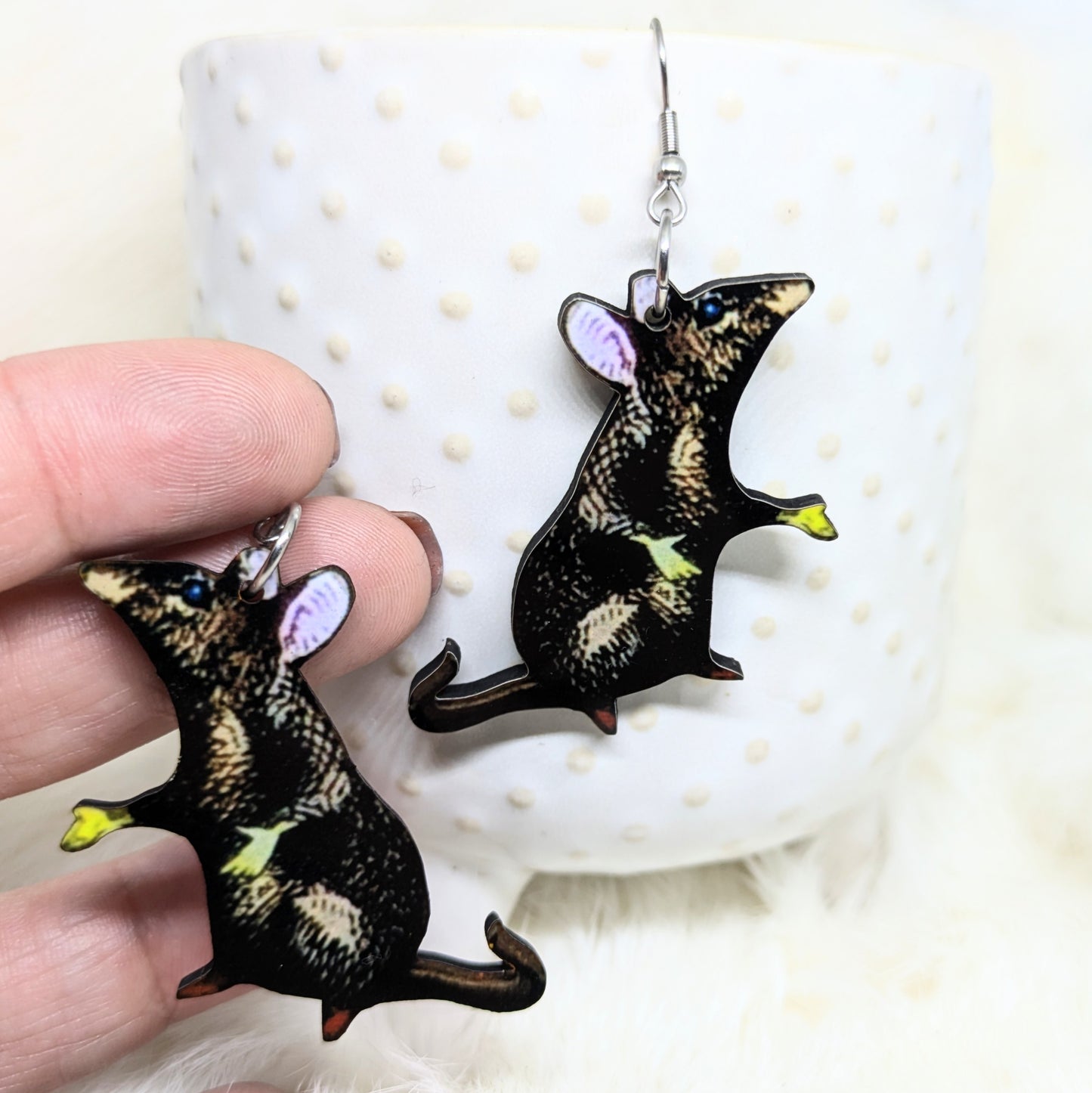 Rat Earrings Double Sided