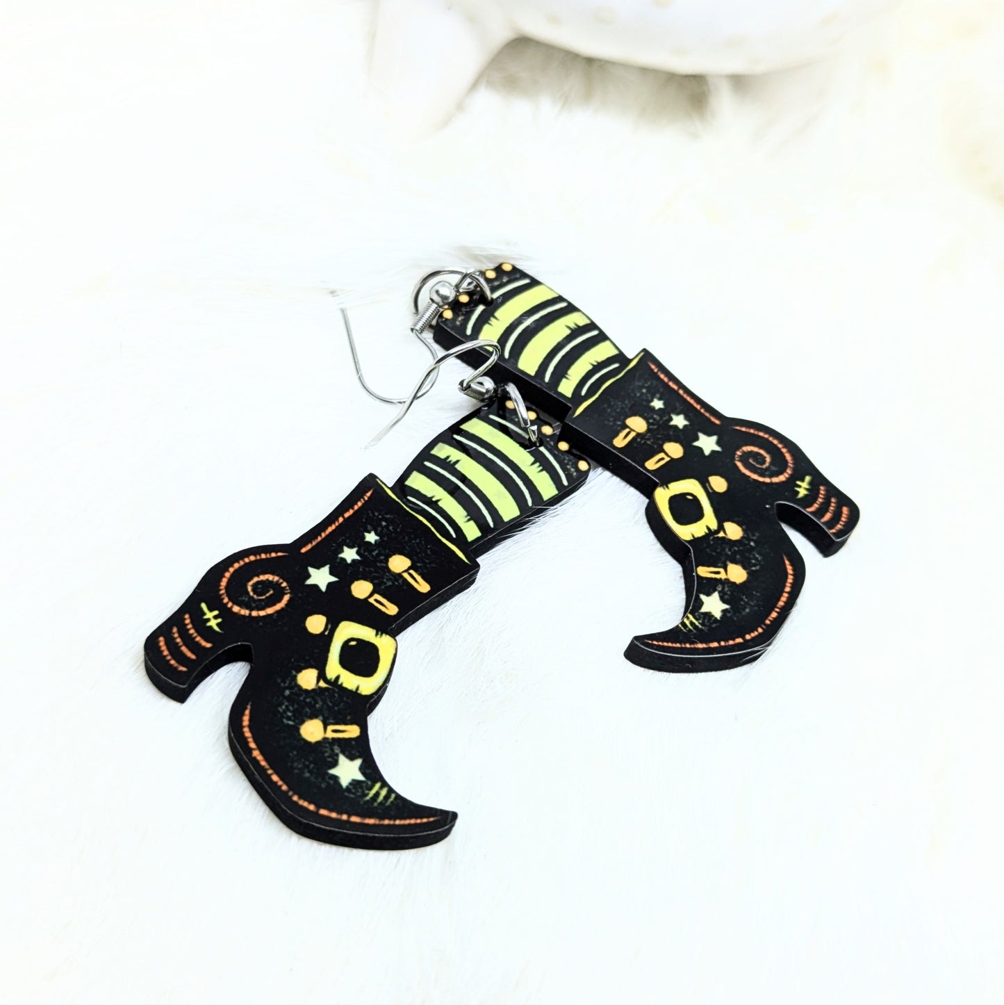 Halloween Witch Boots Earrings Double Sided