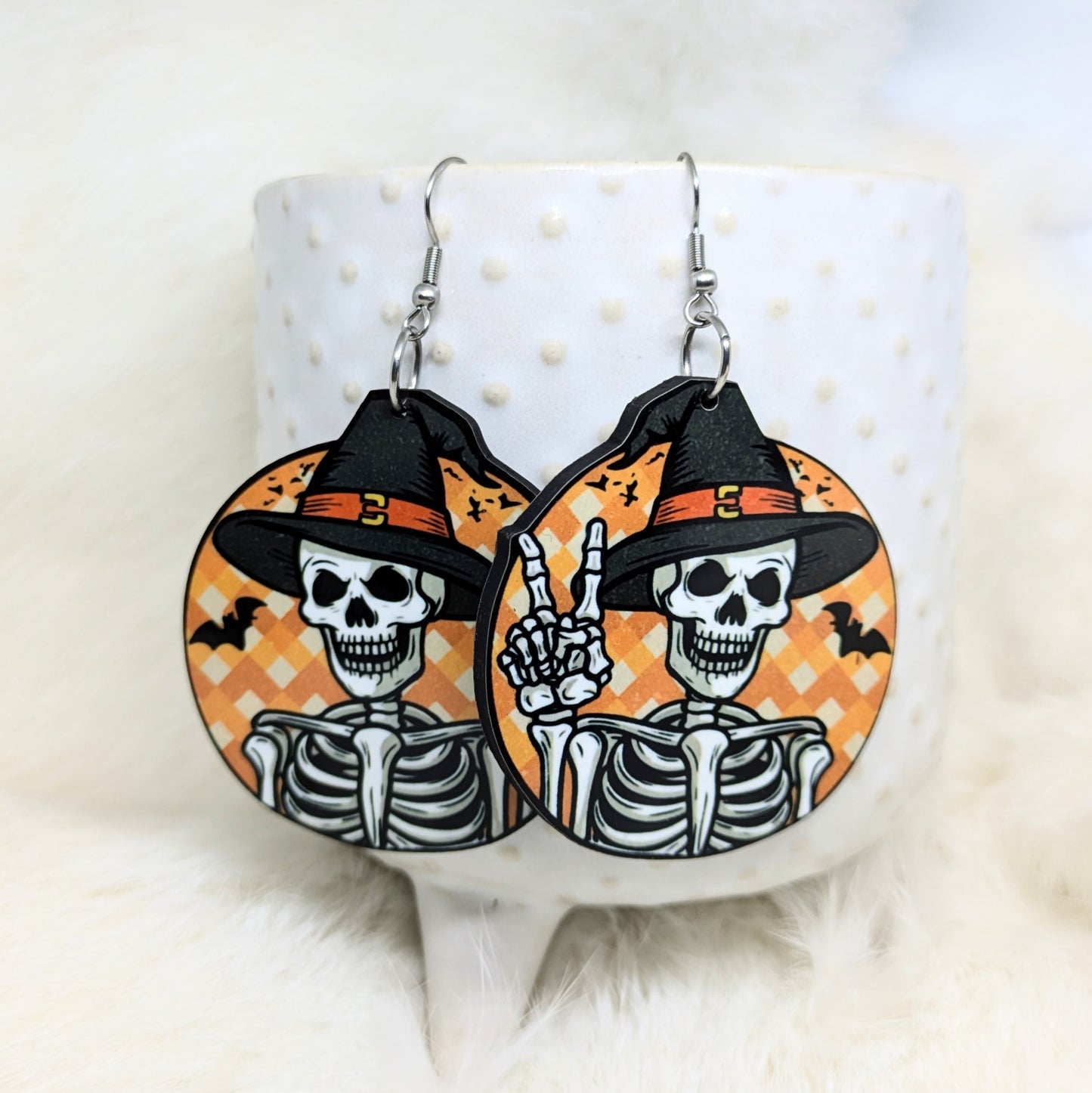 Halloween Skeleton Earrings Double Sided Skull Halloween Earrings