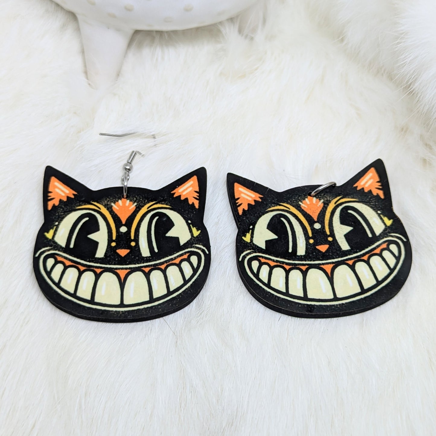 Halloween Cat Earrings Double Sided Vintage Halloween Earrings