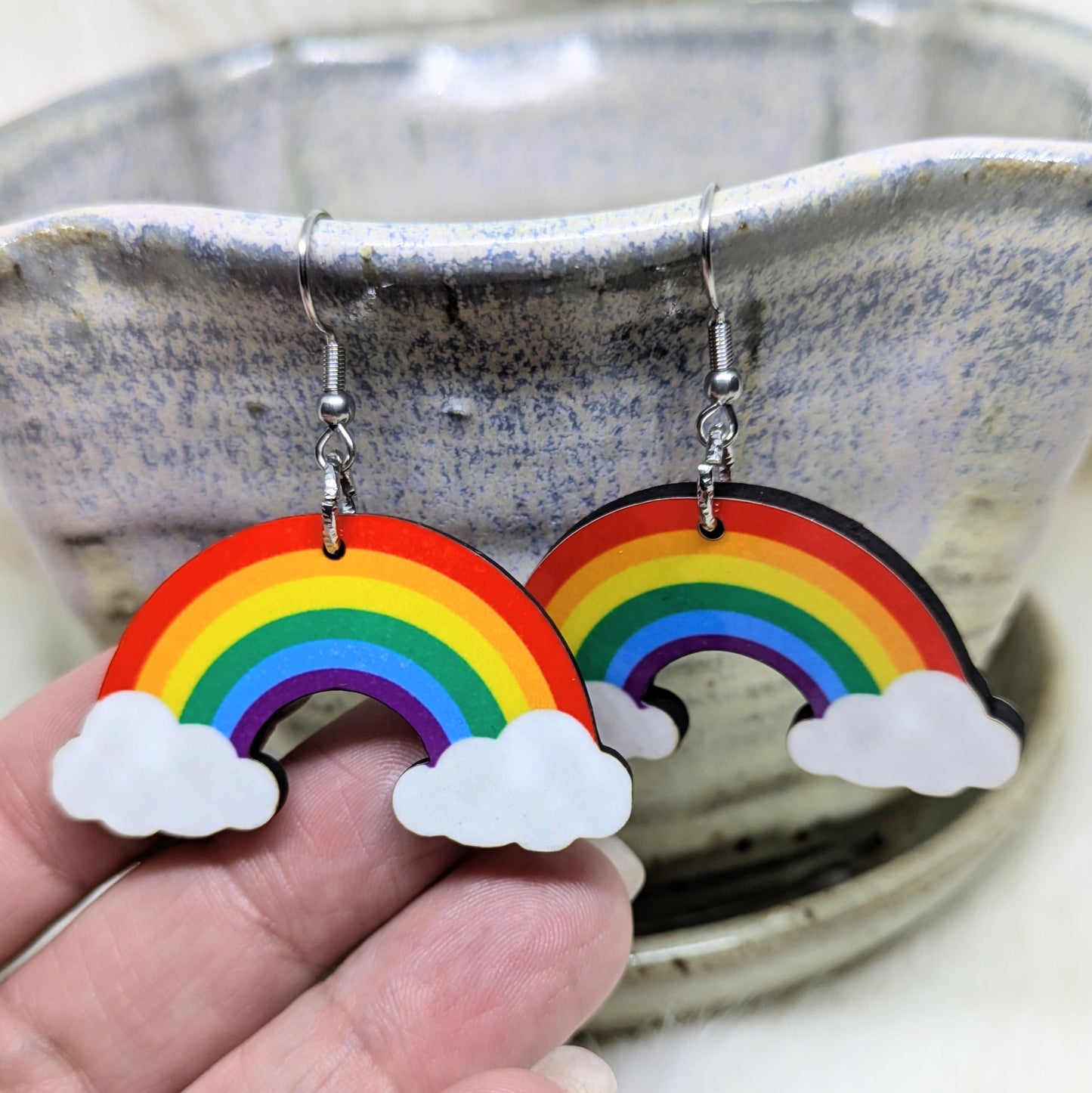 Rainbow Earrings Double Sided