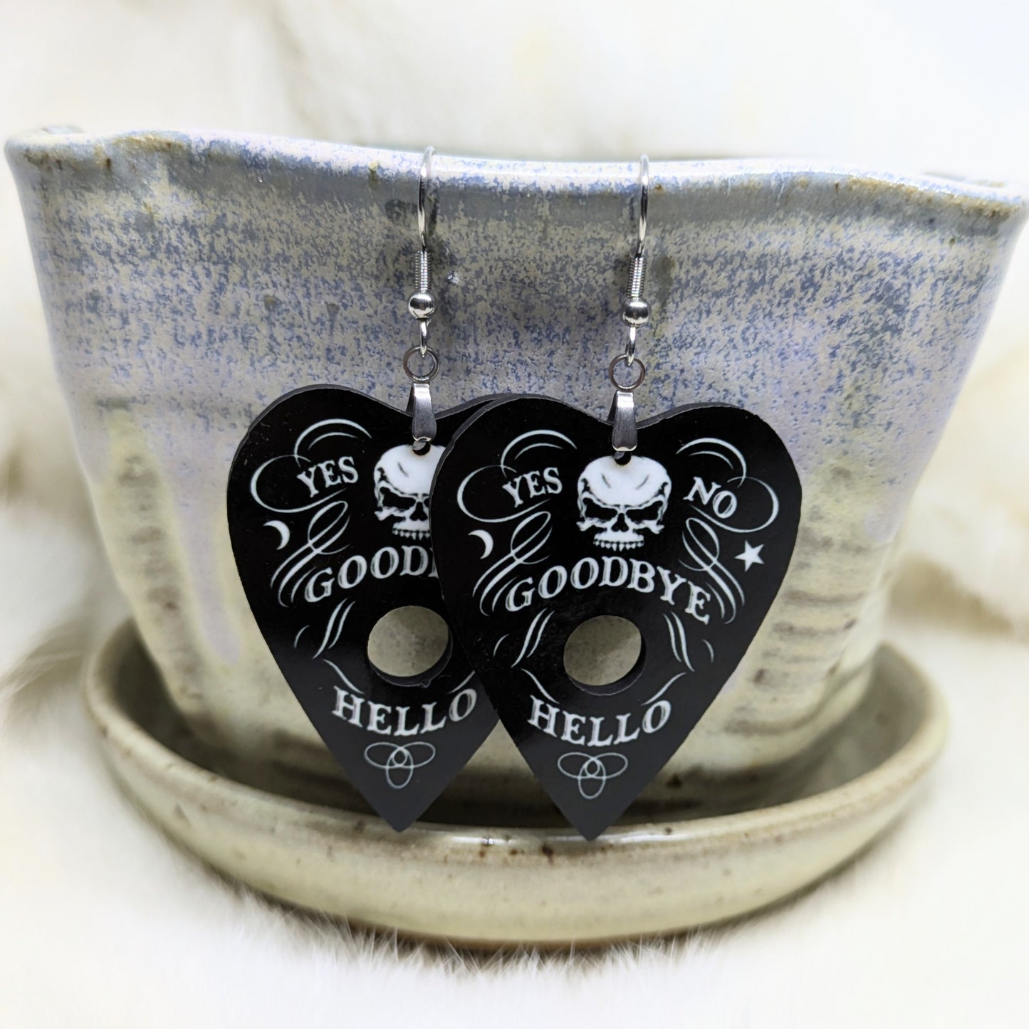 Planchette Earrings Double Sided Ouija Earrings