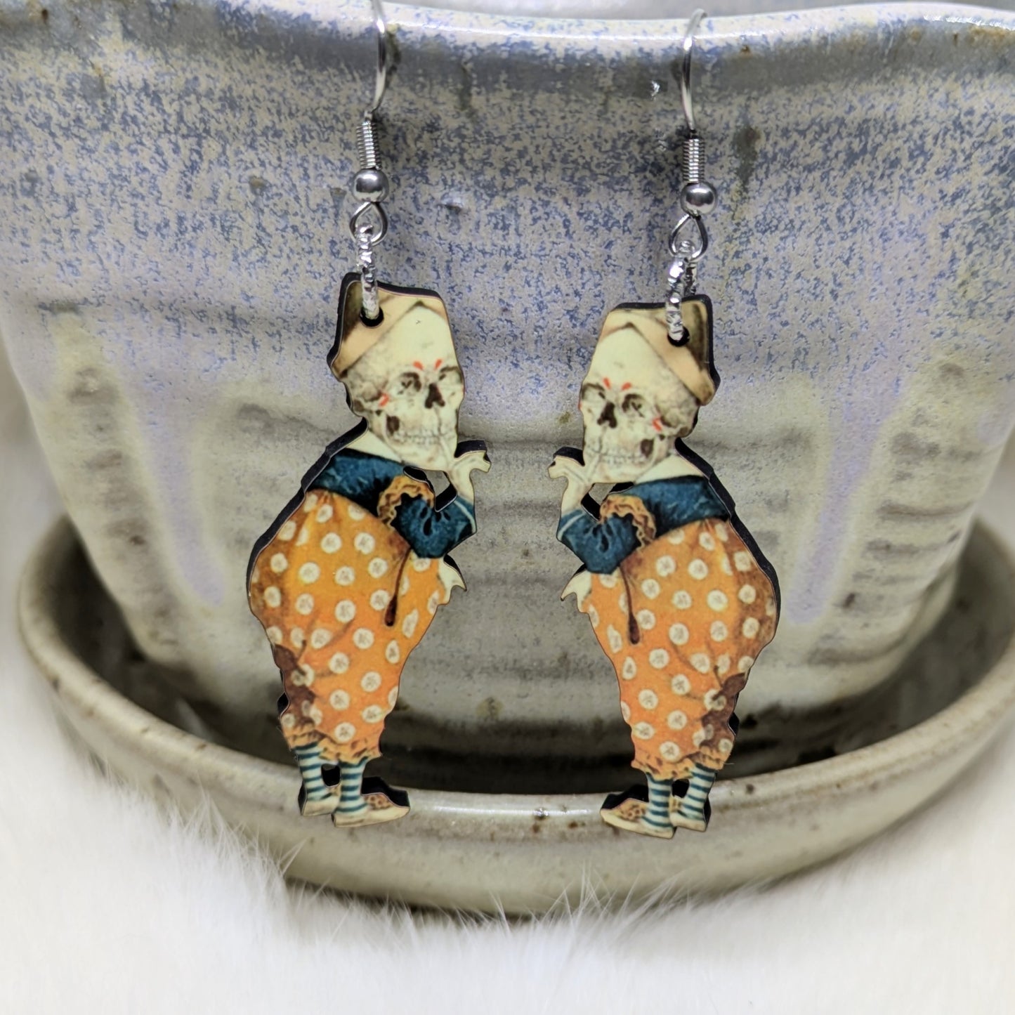 Creepy Skeleton Earrings Double Sided Anyikmnia
