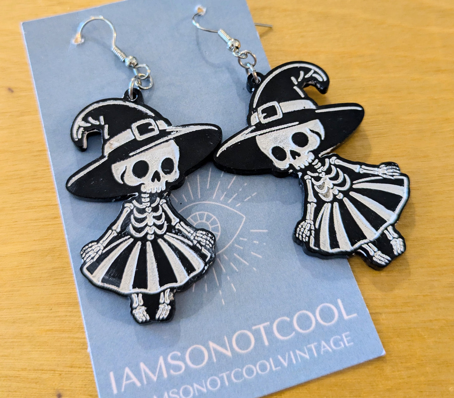 Witch Skeleton Halloween Earrings Acrylic