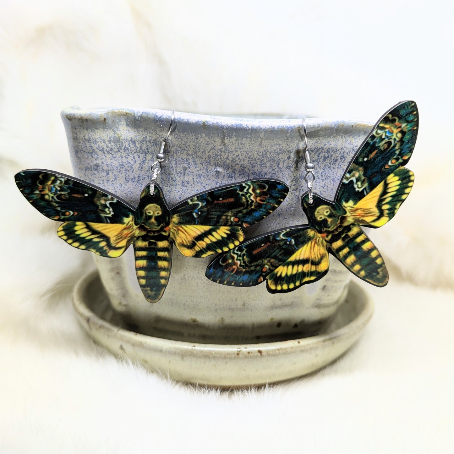 Death Moth Earrings Double Sided hawk moth