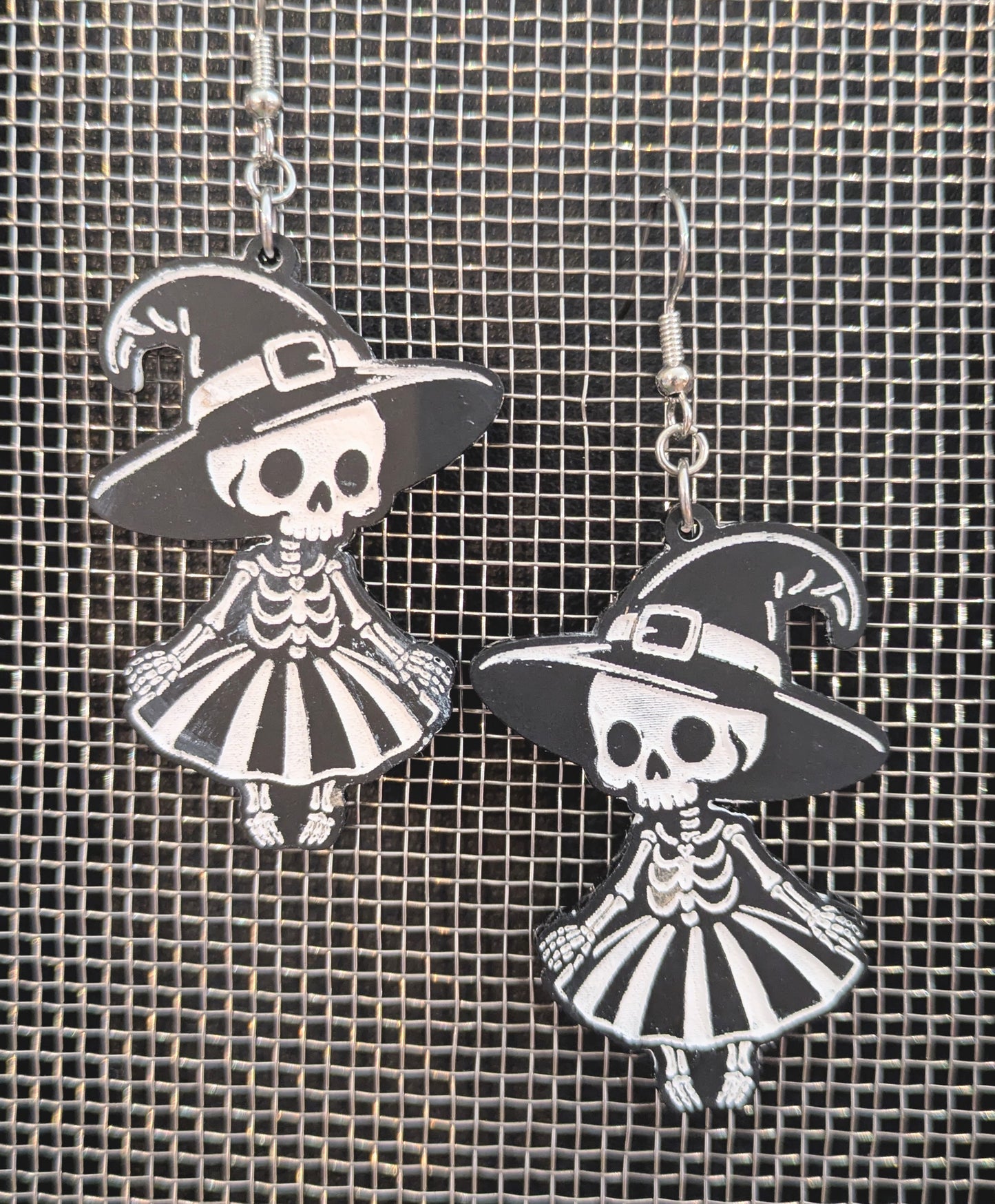 Witch Skeleton Halloween Earrings Acrylic
