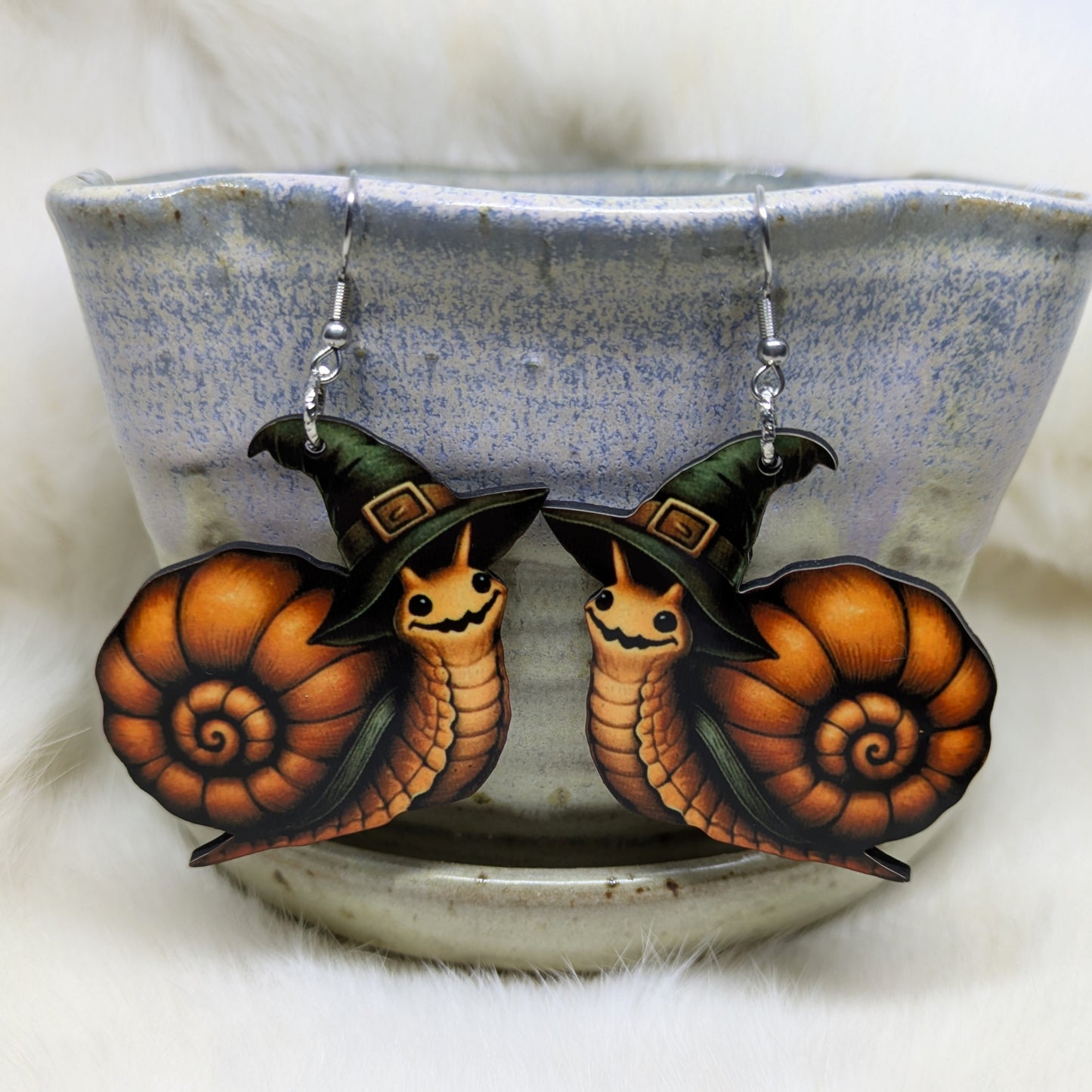 Snail Earrings Double Sided Halloween Snail Witch