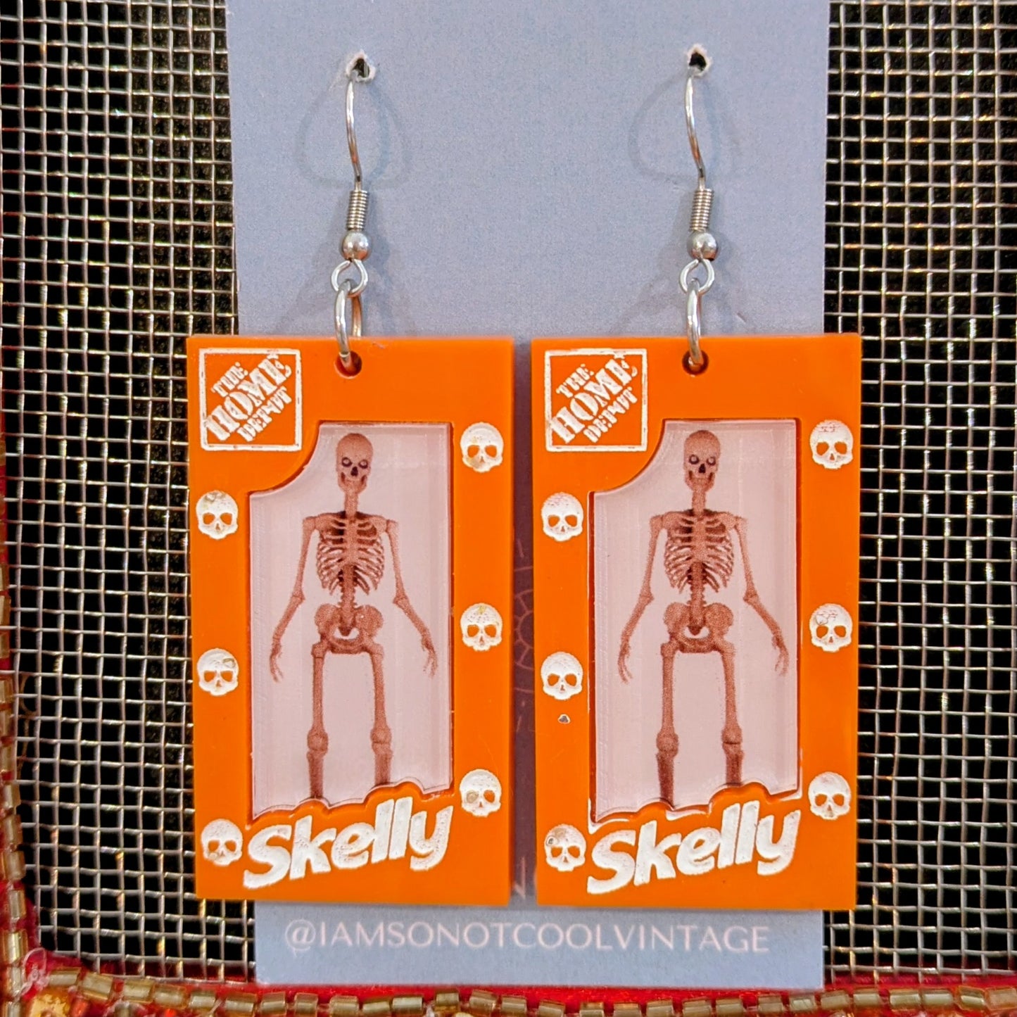Home Depot Skeleton Halloween Earrings Acrylic Layered