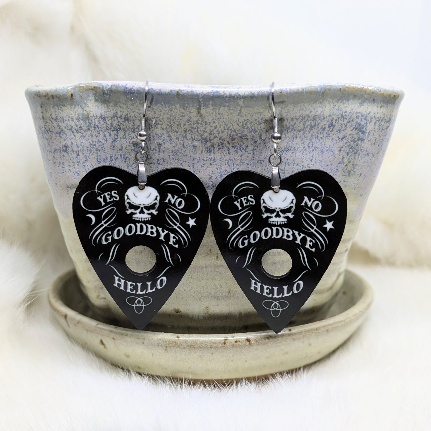 Planchette Earrings Double Sided Ouija Earrings