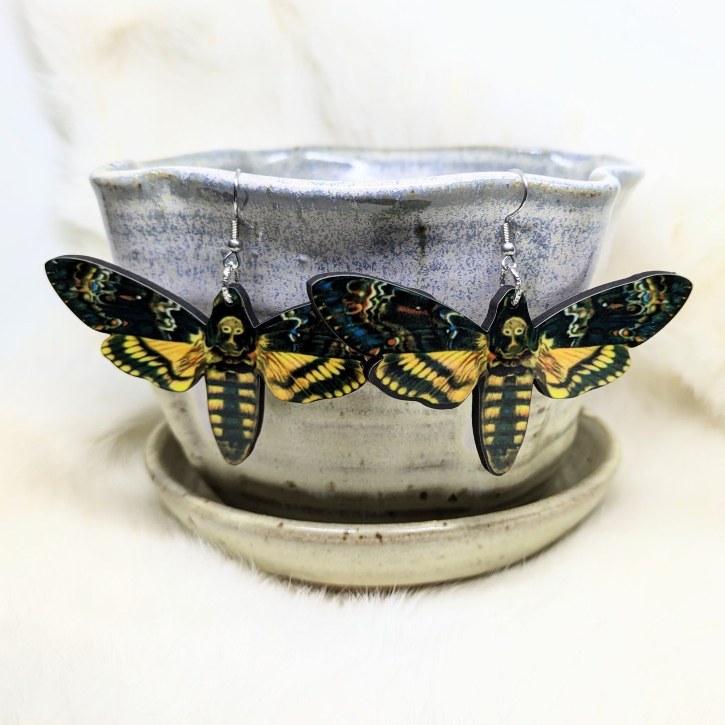 Death Moth Earrings Double Sided hawk moth