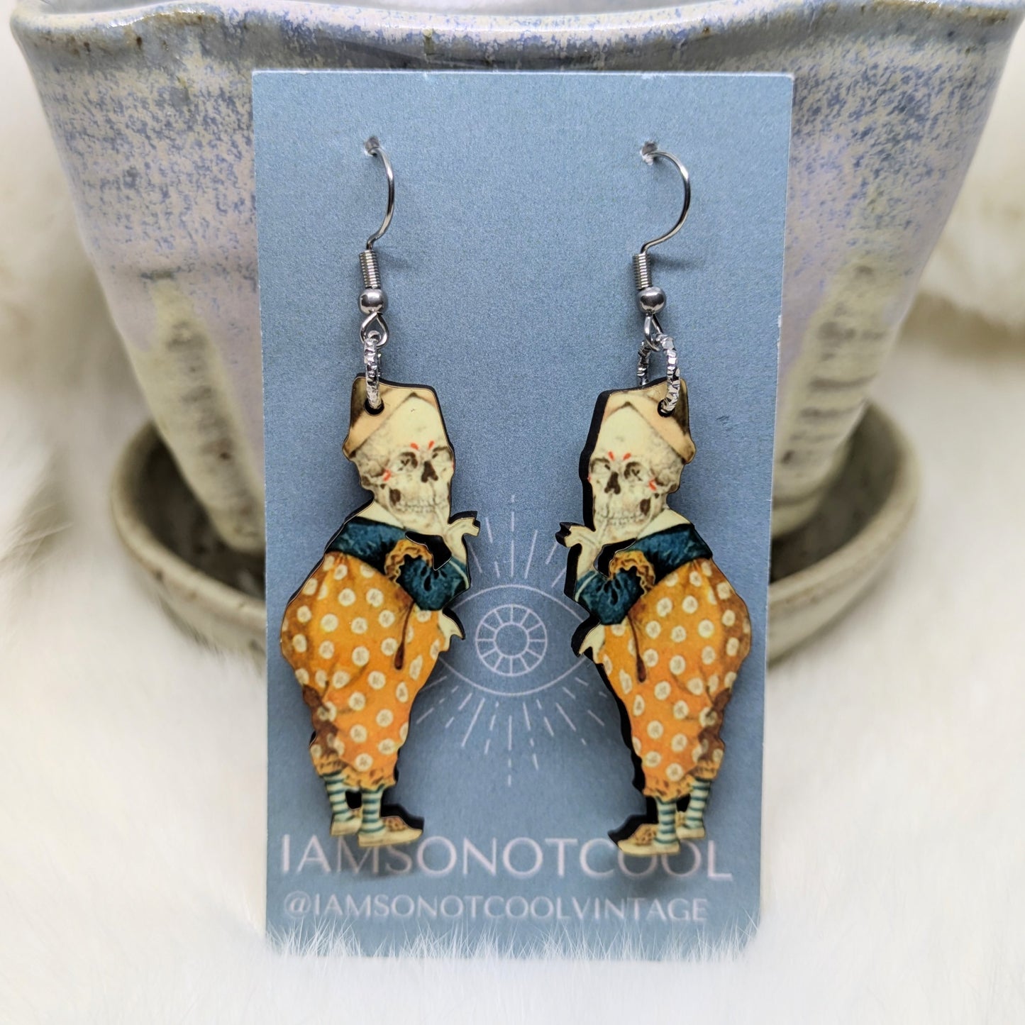 Creepy Skeleton Earrings Double Sided Anyikmnia