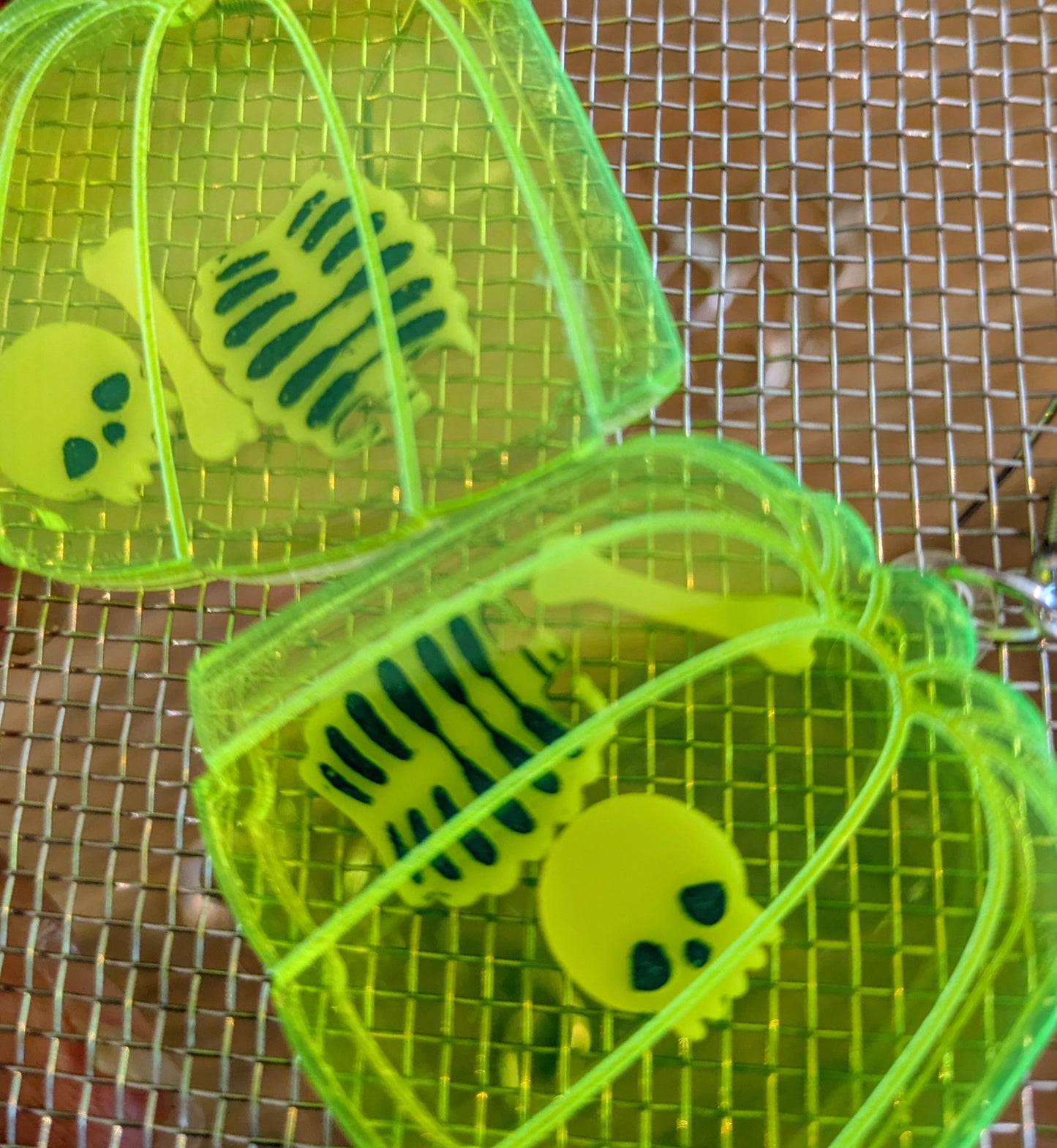 Jello Mold Skeleton Shaker Halloween Earrings Acrylic Layered