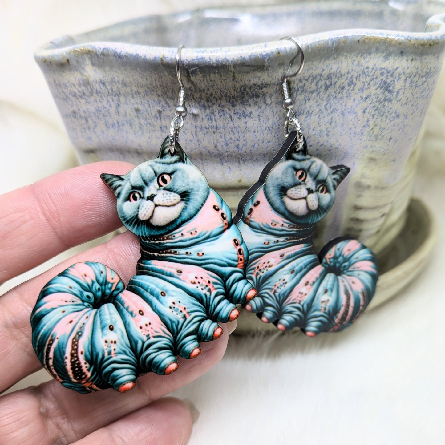 Cat-erpillar Earrings Double Sided Kooky Cat Earrings