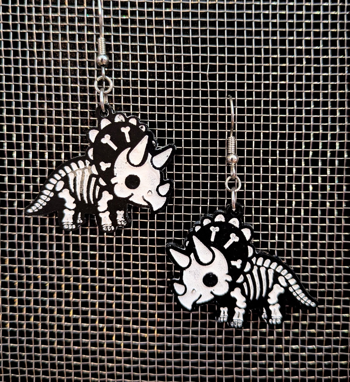 Dino Skeleton Halloween Earrings Acrylic