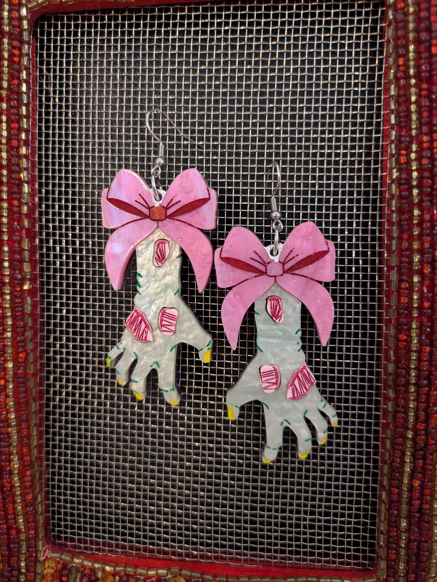 Zombie Hand Halloween Earrings Acrylic Layered