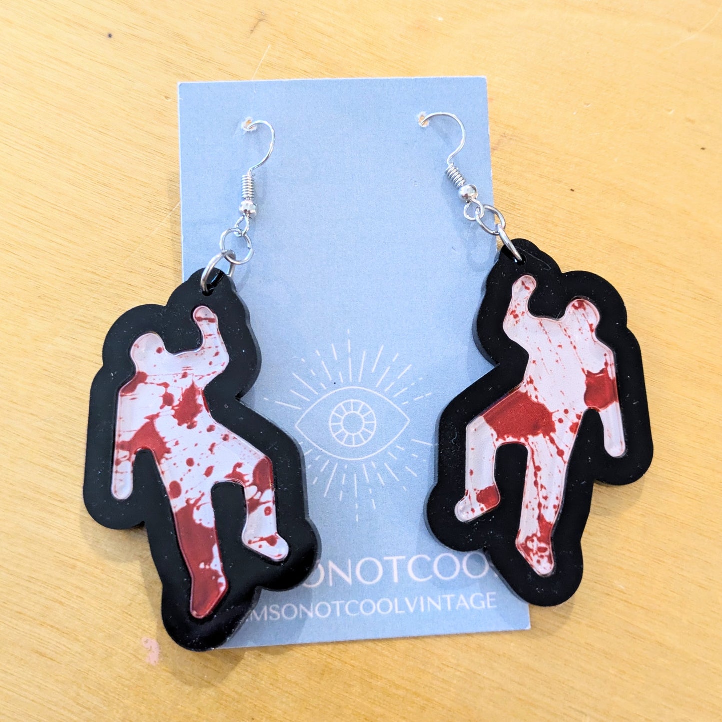 Chalk Outline Halloween Earrings Acrylic Layered