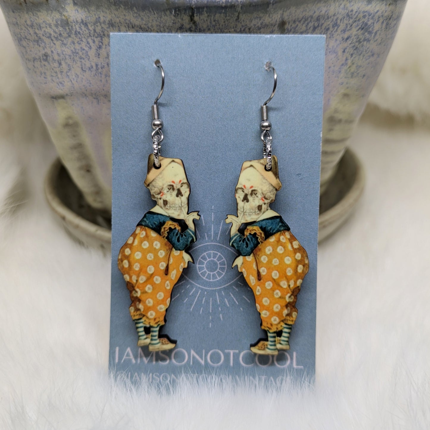 Creepy Skeleton Earrings Double Sided Anyikmnia