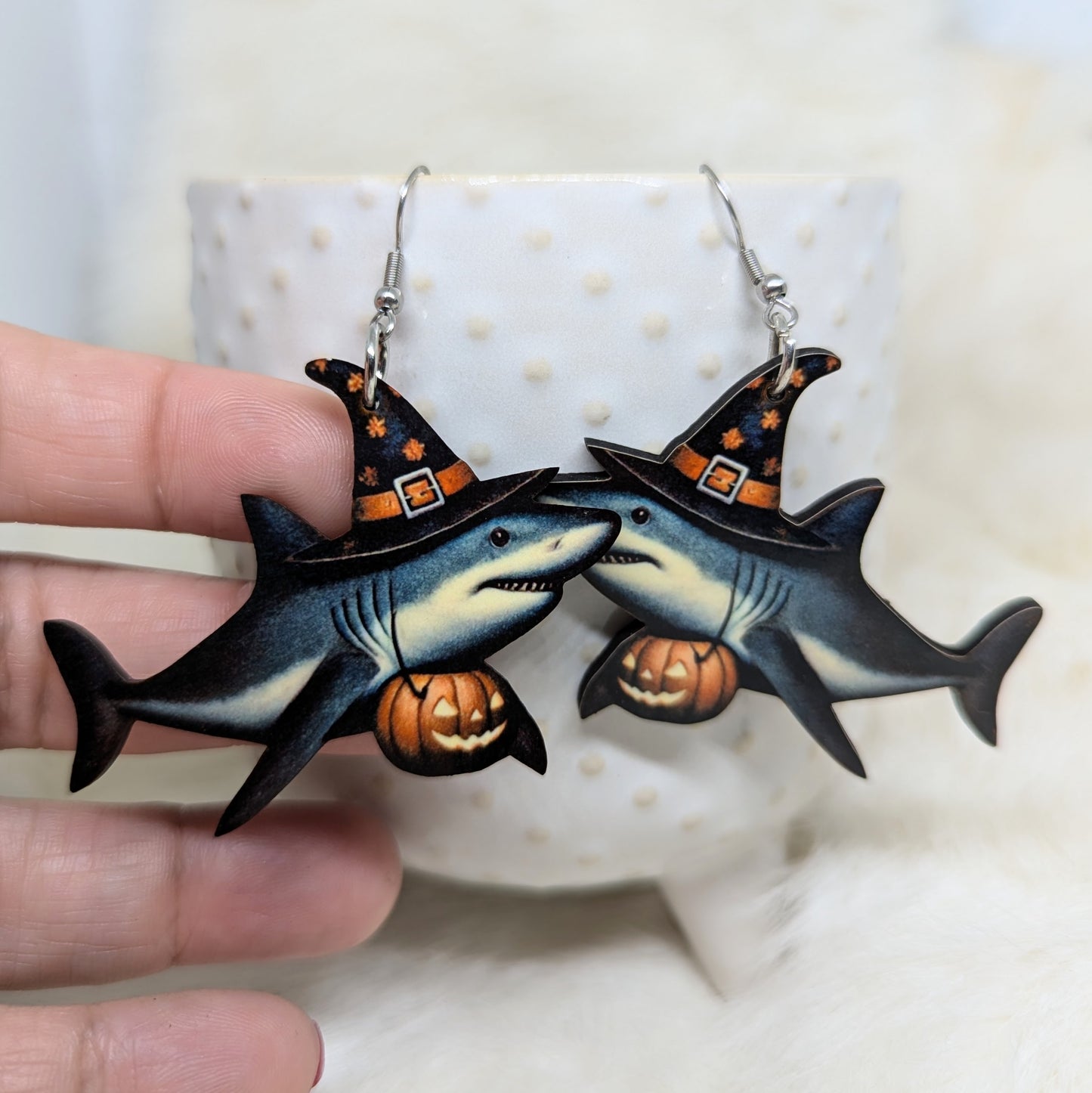 Halloween Shark Earrings Double Sided