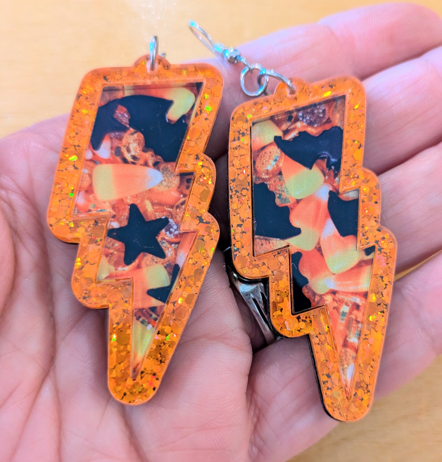 Lightning Candy Halloween Earrings Acrylic Layered