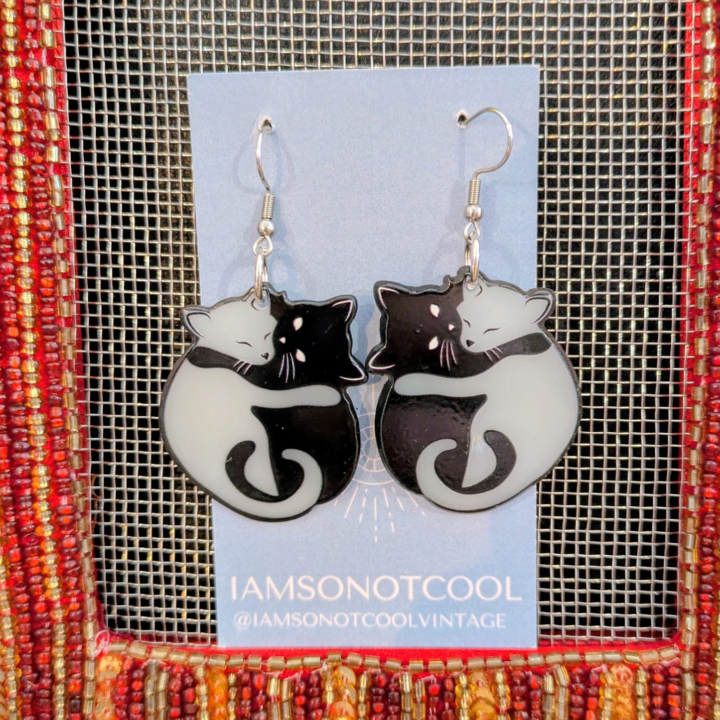 Two Cats Halloween Earrings Glow in the Dark Acrylic Layered