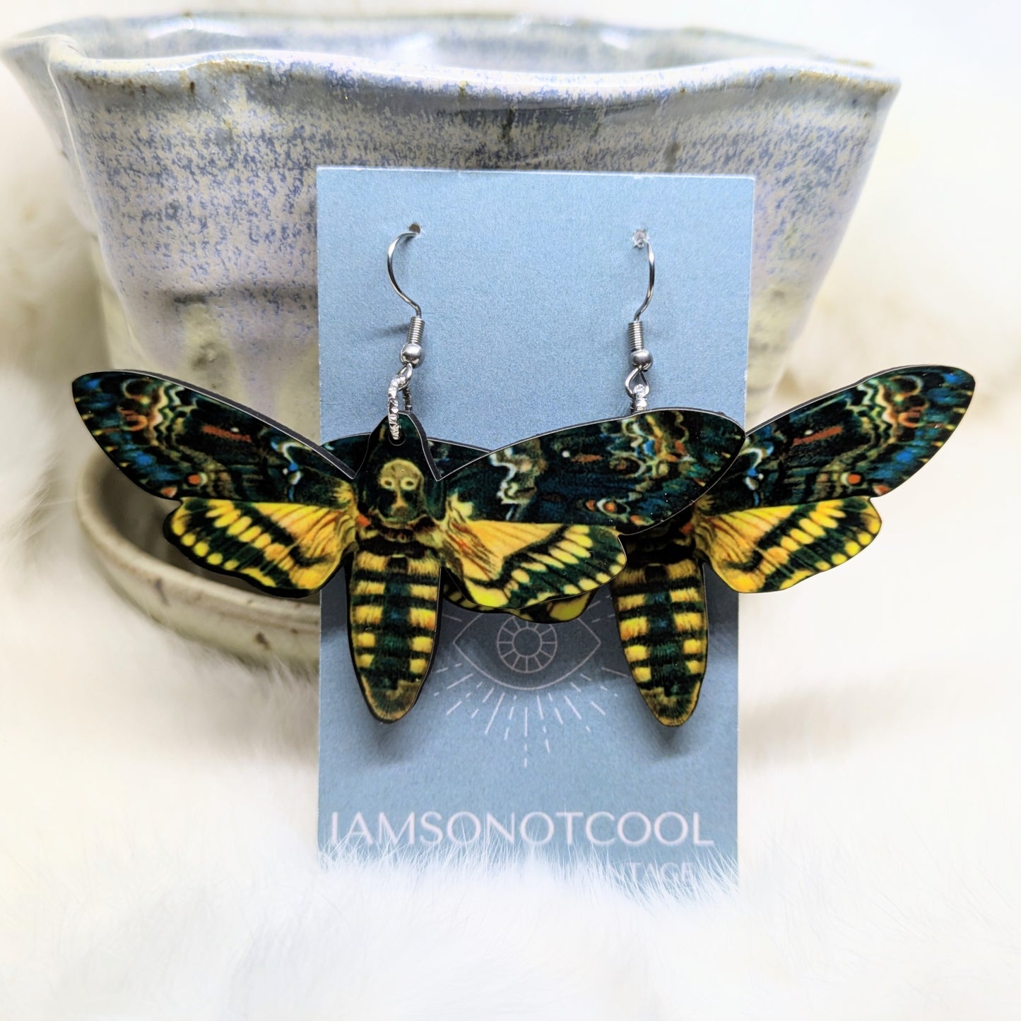 Death Moth Earrings Double Sided hawk moth