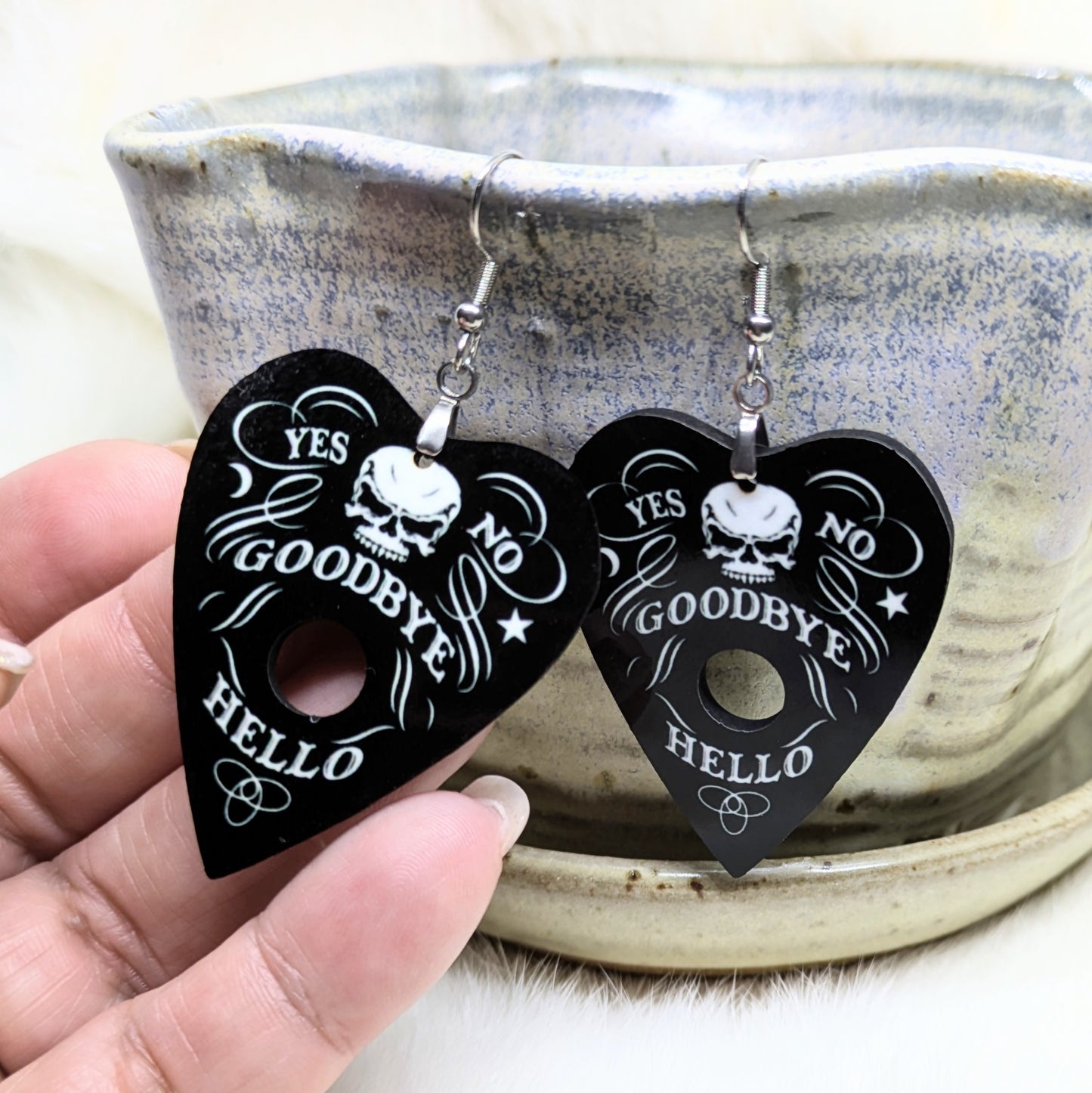 Planchette Earrings Double Sided Ouija Earrings