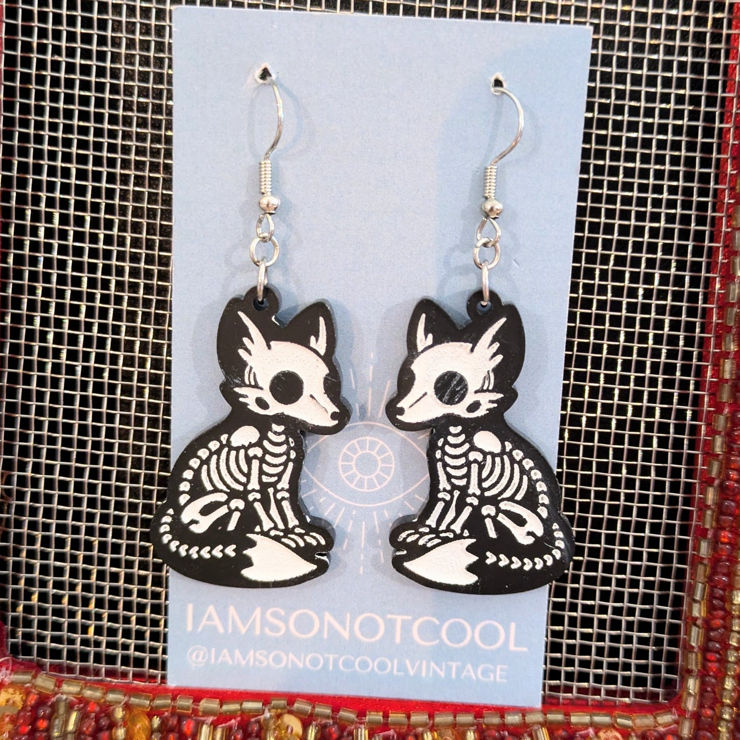 Fox Skeleton Halloween Earrings Acrylic