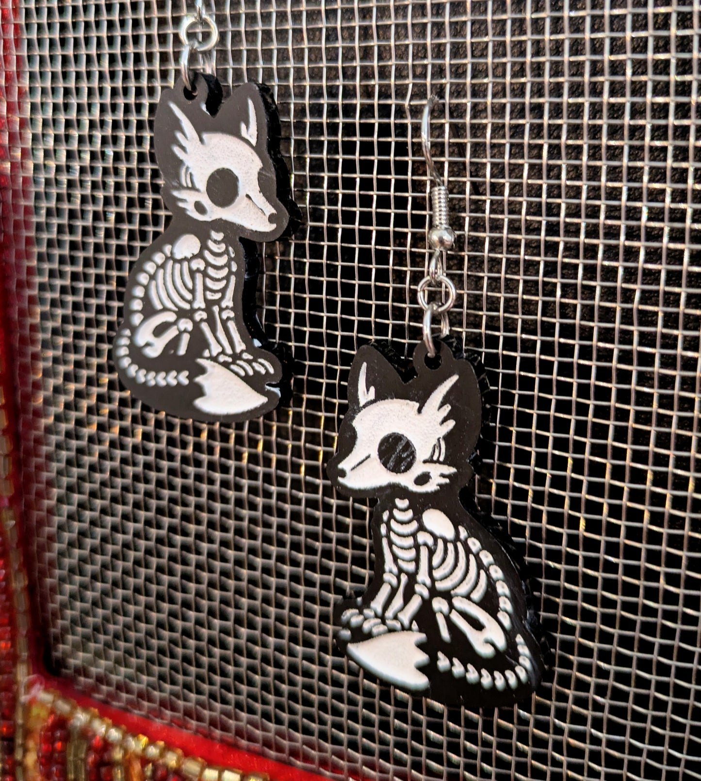 Fox Skeleton Halloween Earrings Acrylic