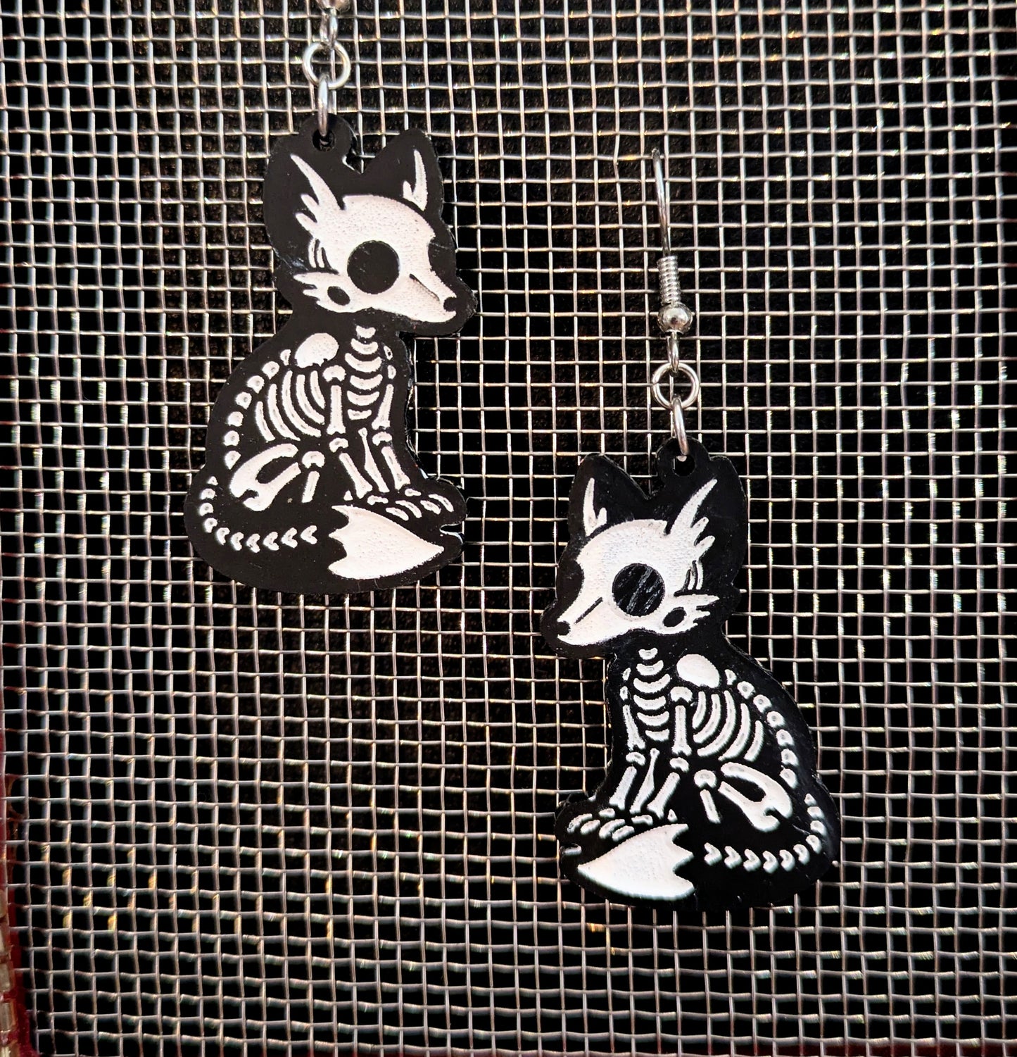 Fox Skeleton Halloween Earrings Acrylic