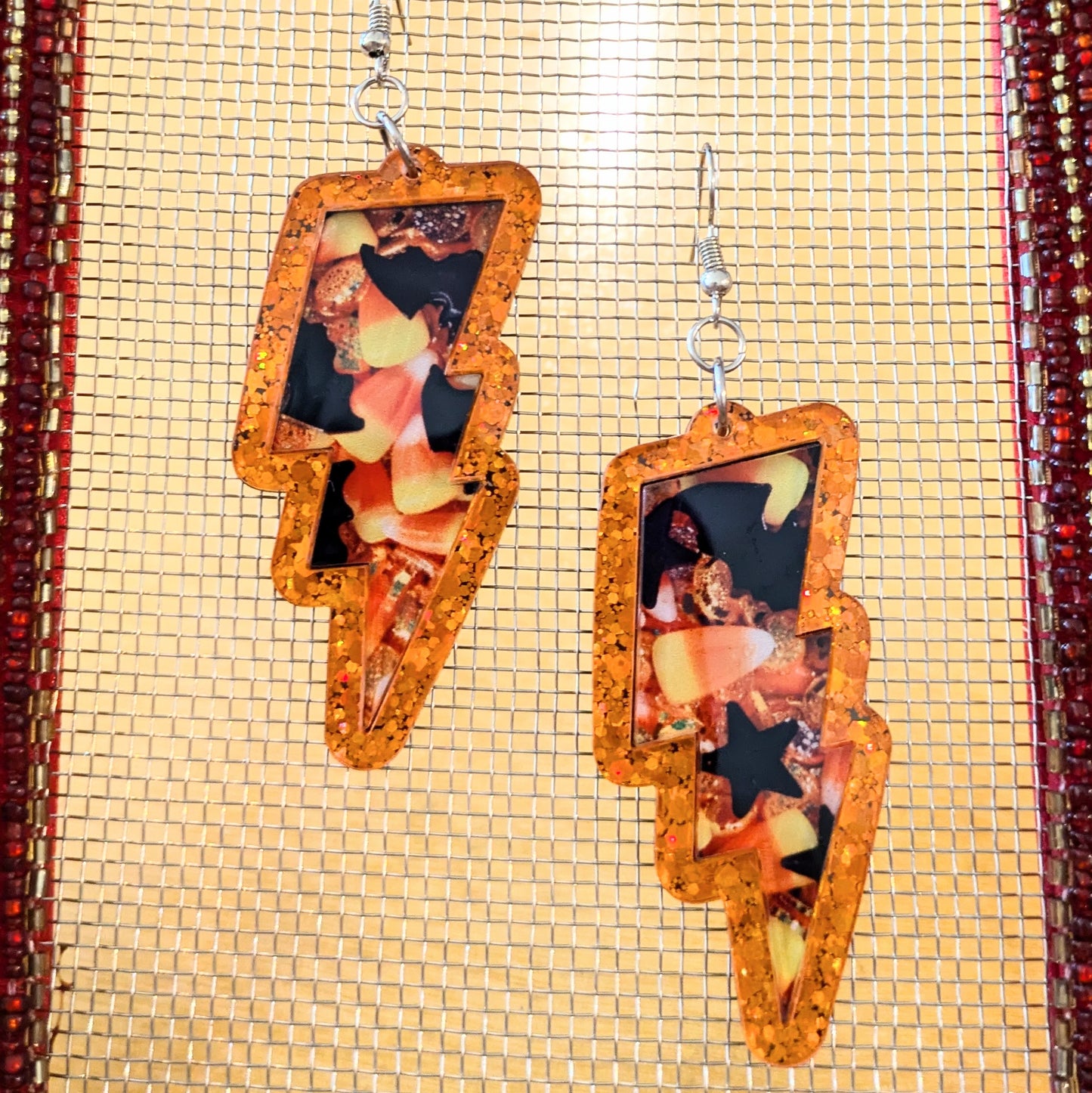 Lightning Candy Halloween Earrings Acrylic Layered