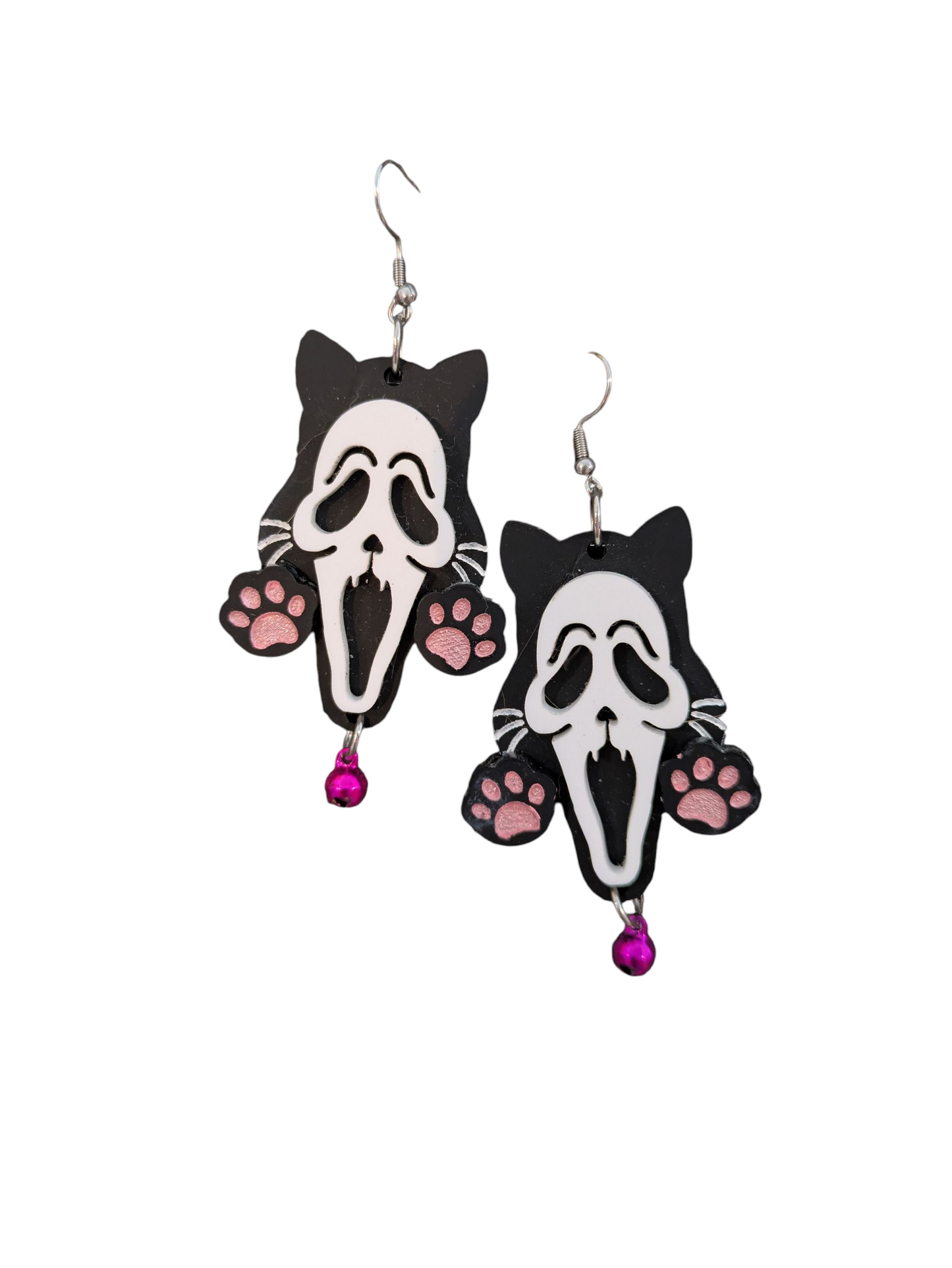 Scream Puppy Paws Halloween Earrings Acrylic Layered
