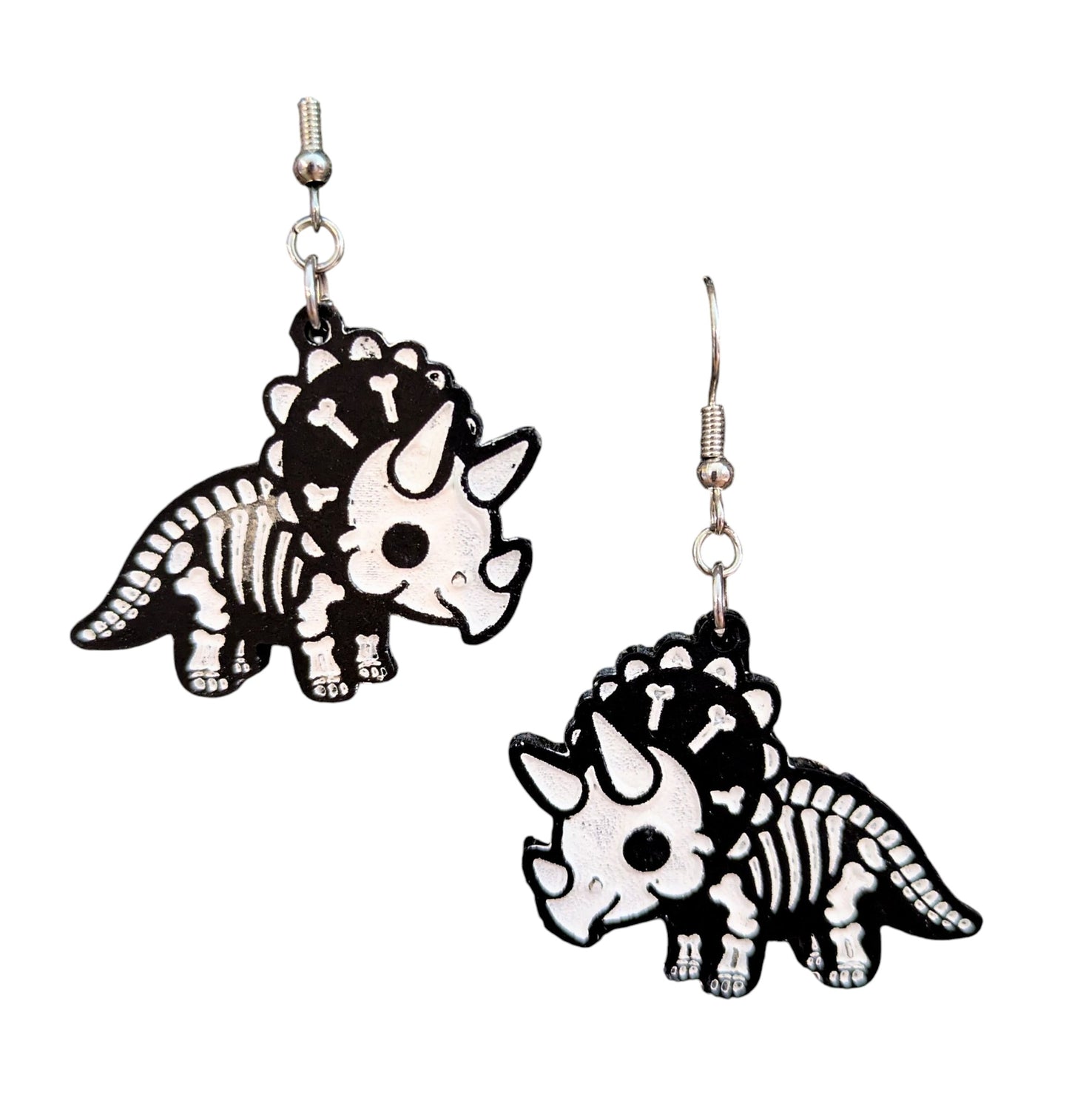 Dino Skeleton Halloween Earrings Acrylic