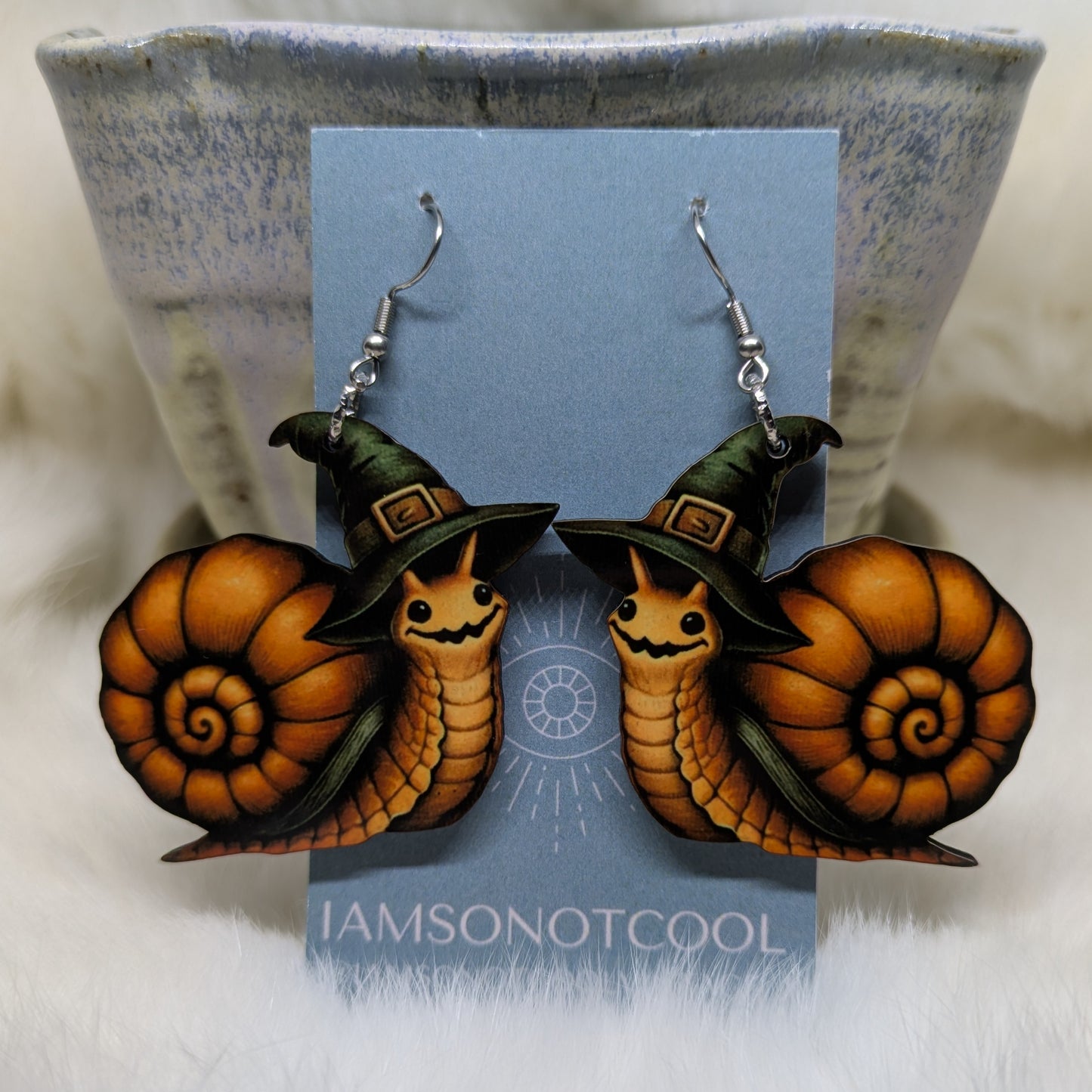 Snail Earrings Double Sided Halloween Snail Witch