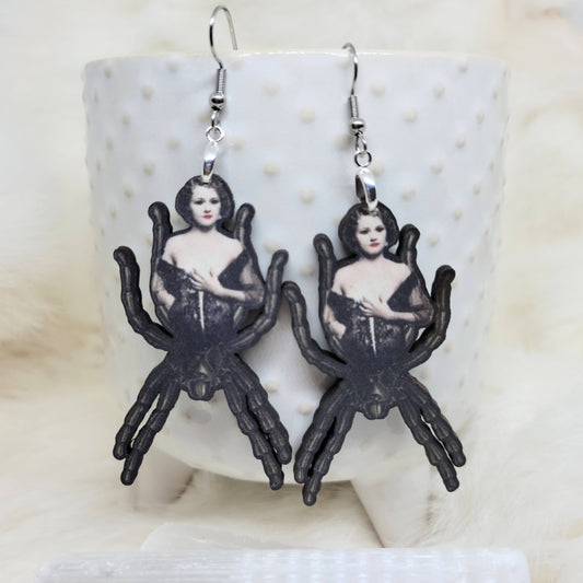 Spider Woman Wood Earrings Single Side