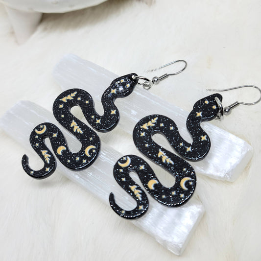 Black Snake Earrings Acrylic