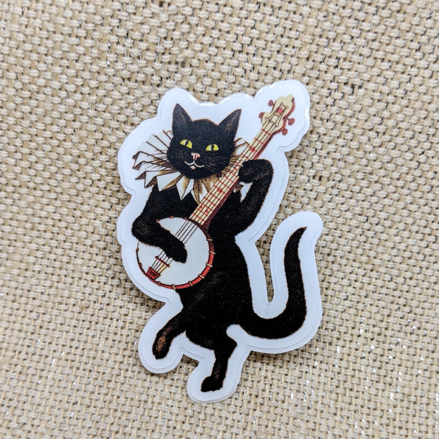 Banjo Cat Sticker Vintage Image Sticker