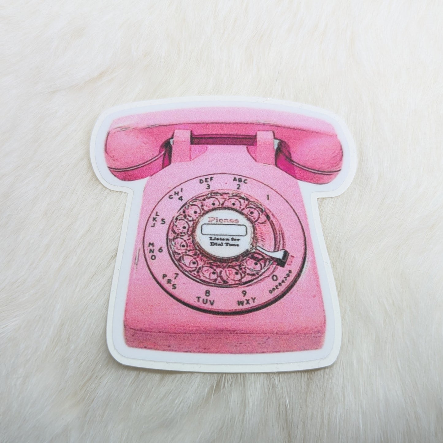 Pink Rotary Phone Sticker