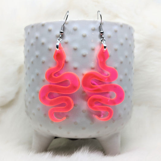 Pink Snake Earrings Acrylic