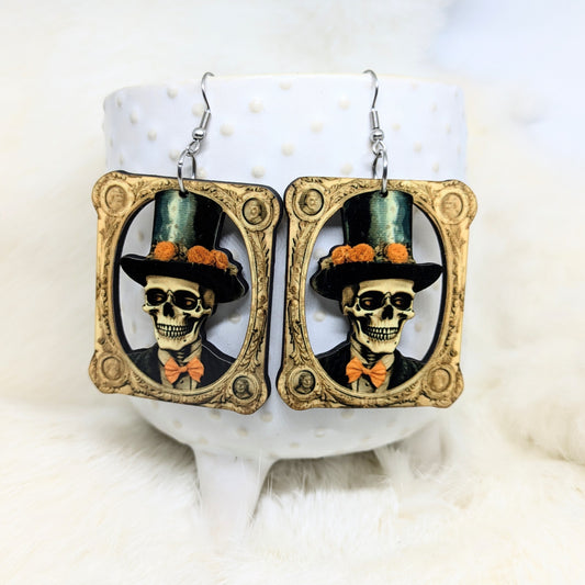 Frame Skull Earrings Double Sided